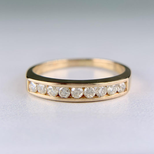 Channel Set Diamond Band Ring 14k Yellow Gold