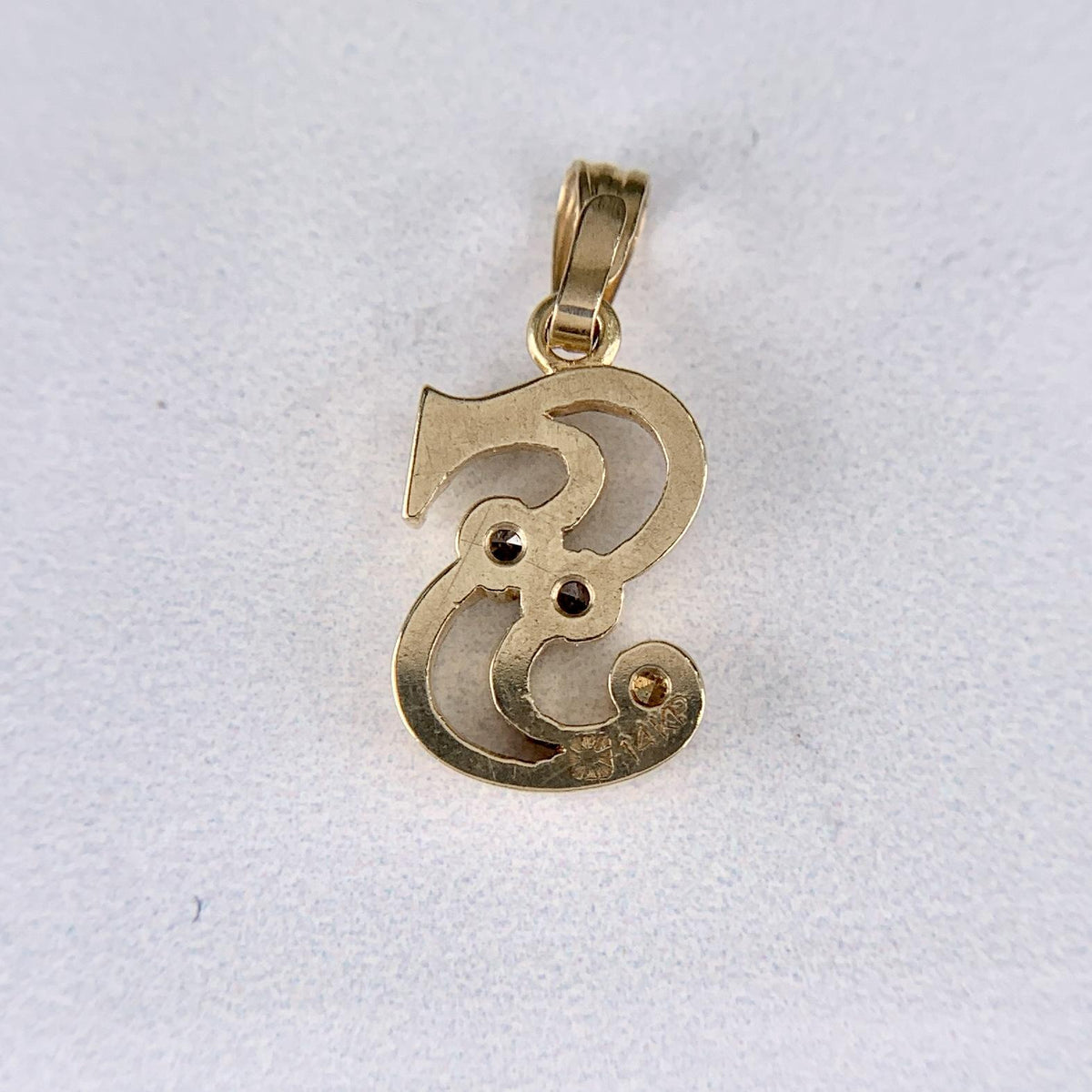 Vintage 1980's Mini "S" Diamond Pendant 14k Yellow Gold