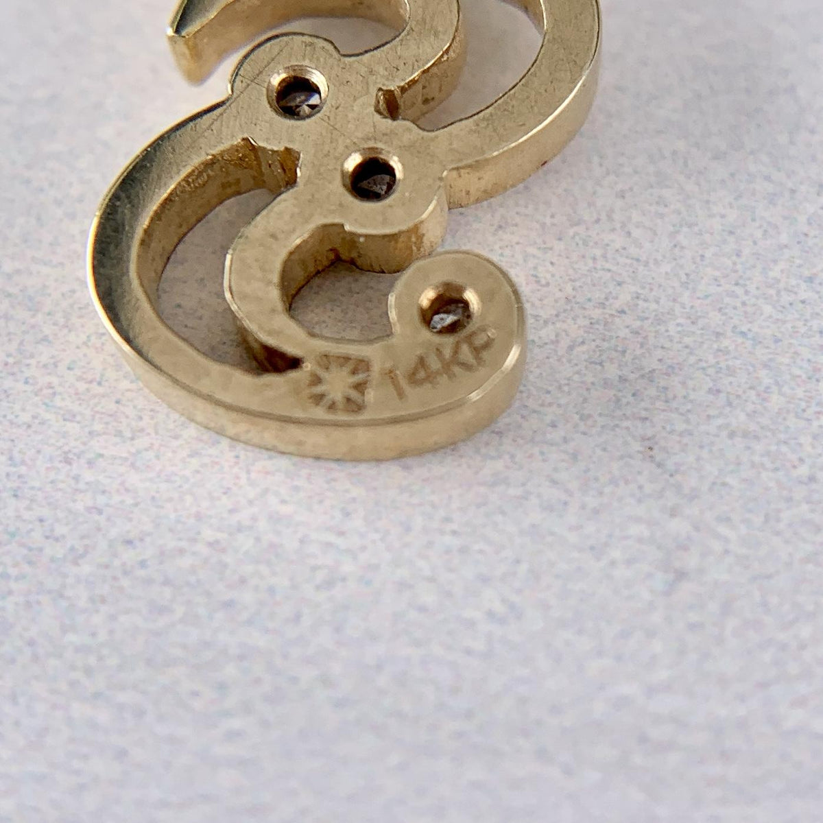 Vintage 1980's Mini "S" Diamond Pendant 14k Yellow Gold