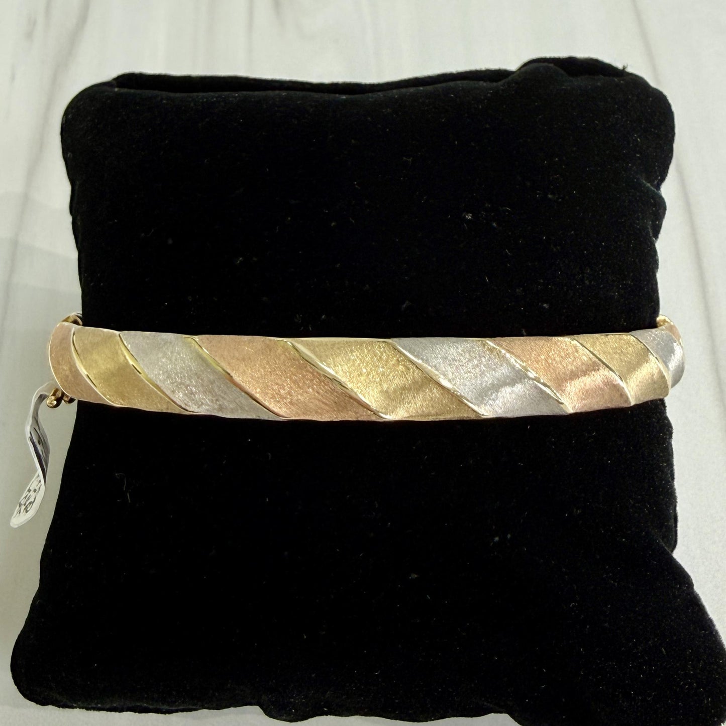 Tri-Color Gold Bangle Bracelet 14k Gold