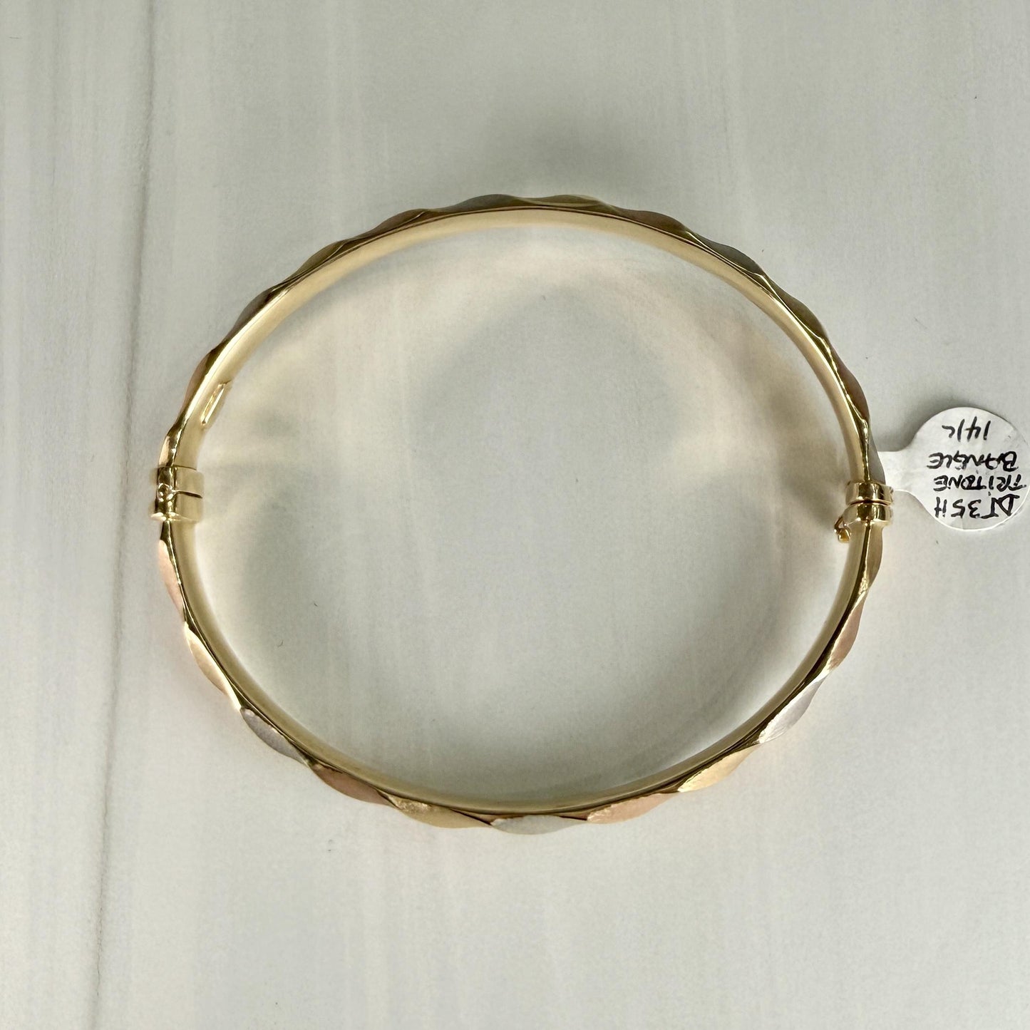 Tri-Color Gold Bangle Bracelet 14k Gold