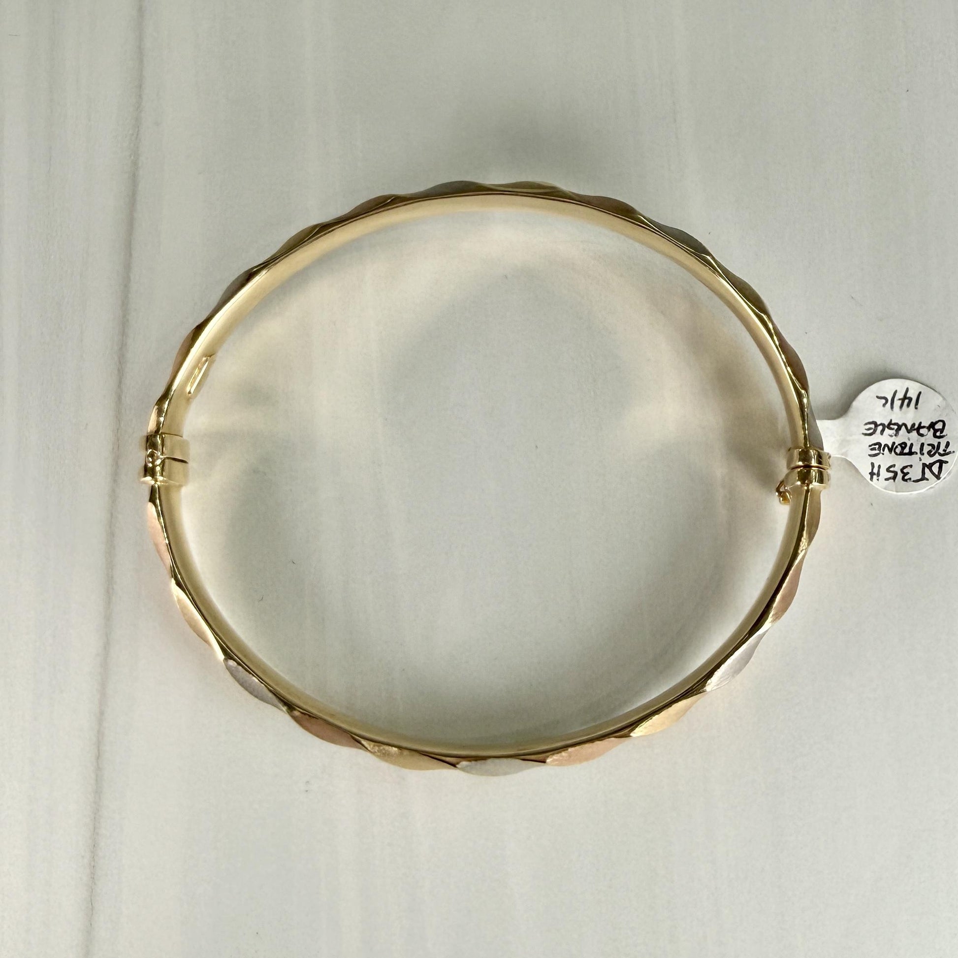 Tri-Color Gold Bangle Bracelet 14k Gold