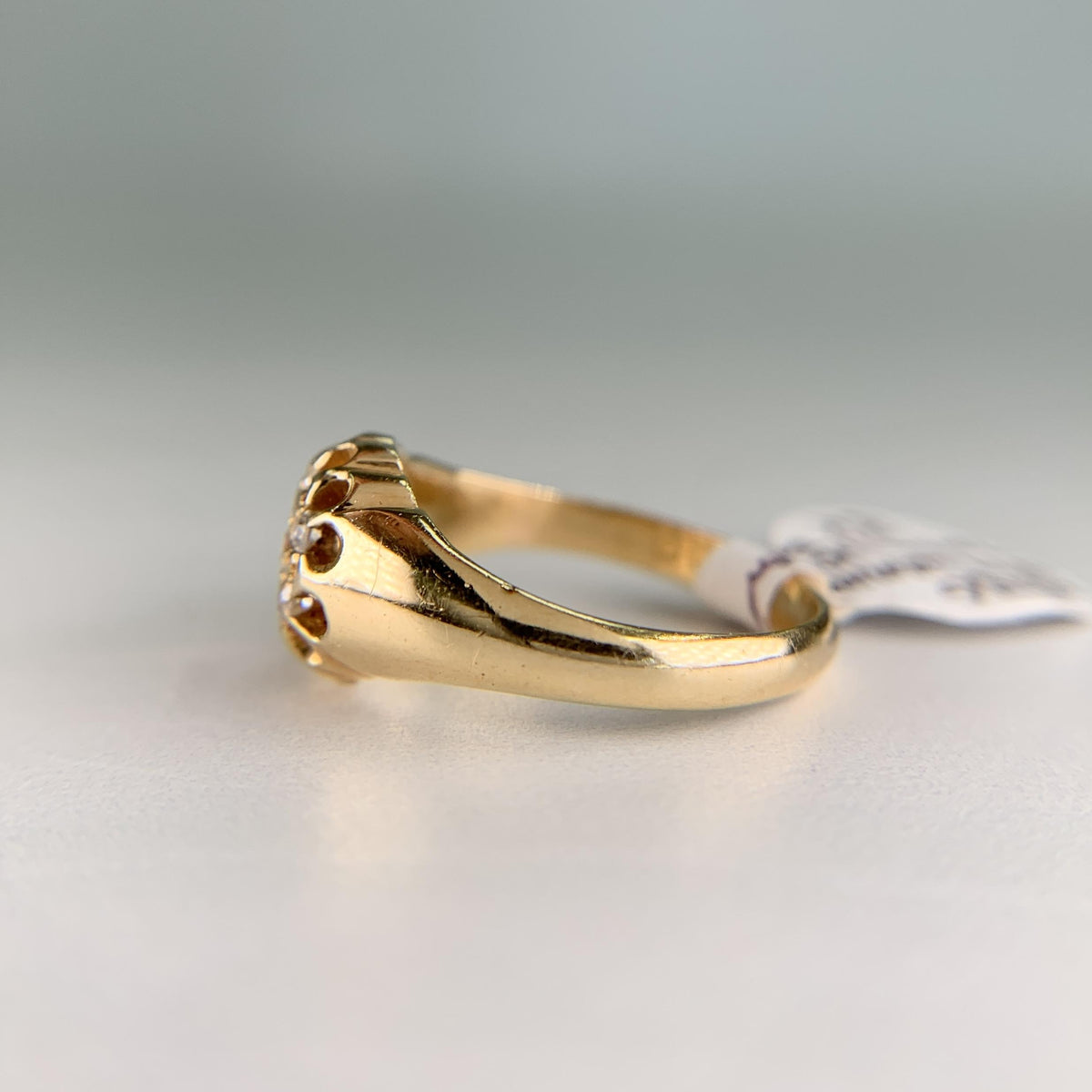 Antique 1919 Old Mine Cut Diamond Belcher Cluster Ring 18k Yellow Gold