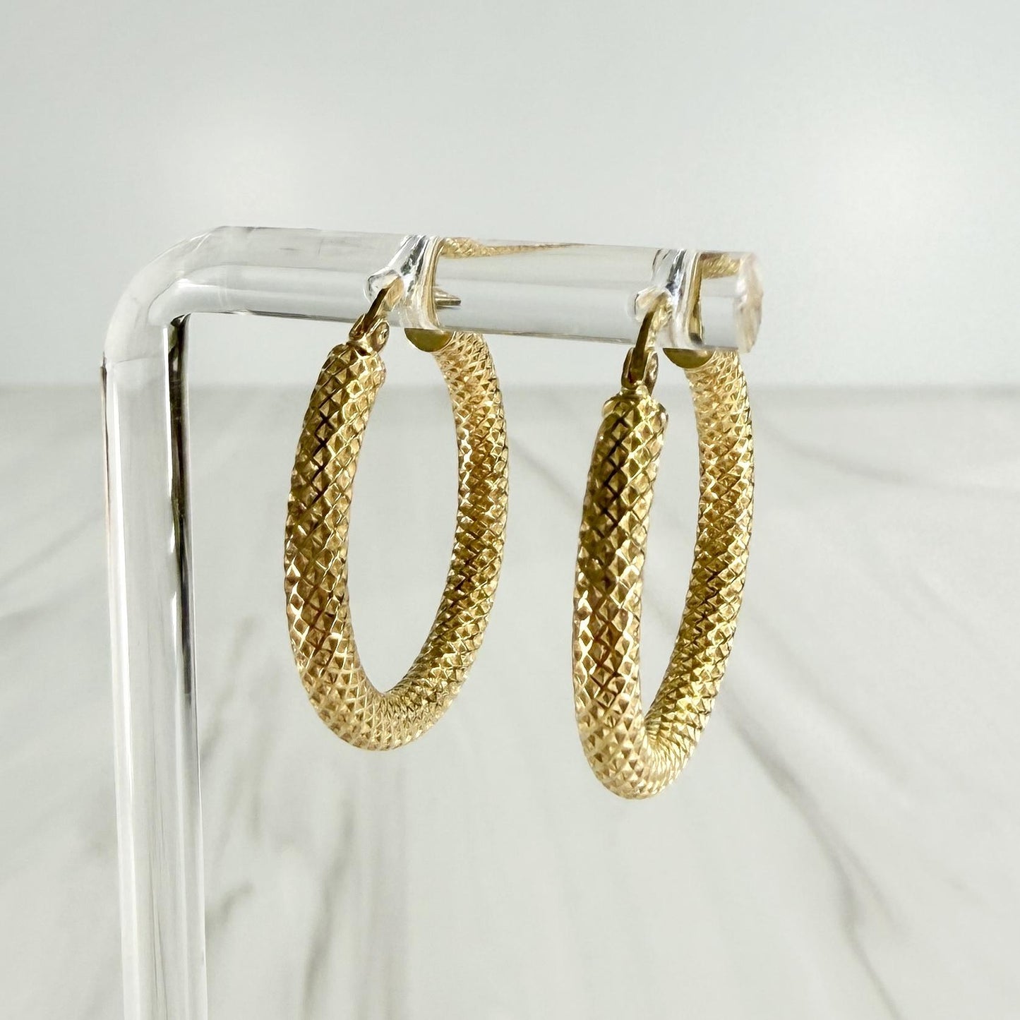 Small Textured Hoop Earrings 14k Yellow Gold