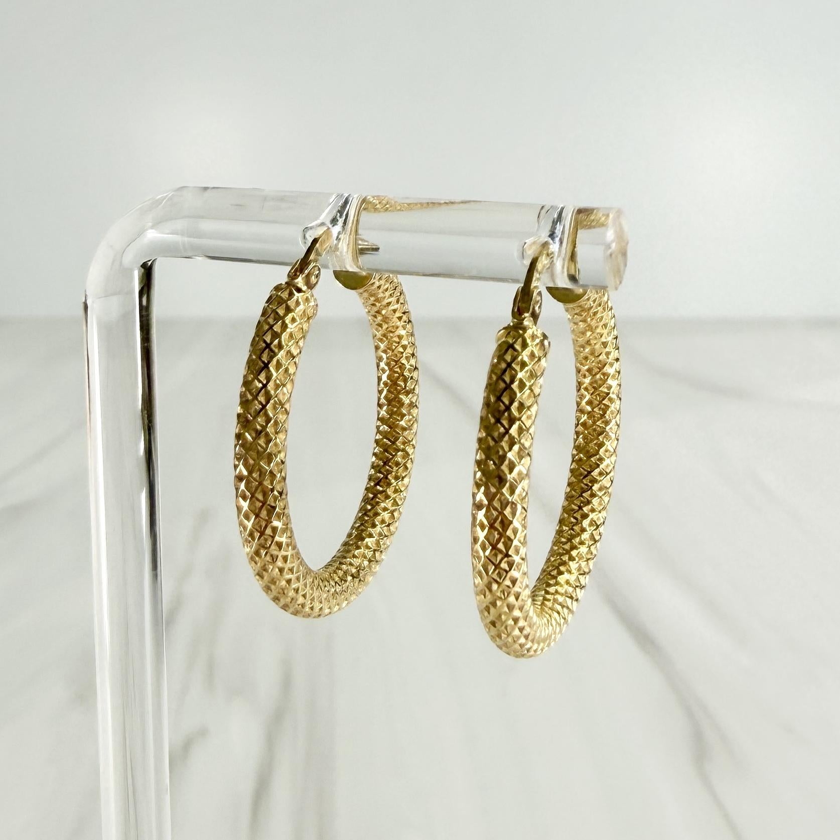 Small Textured Hoop Earrings 14k Yellow Gold