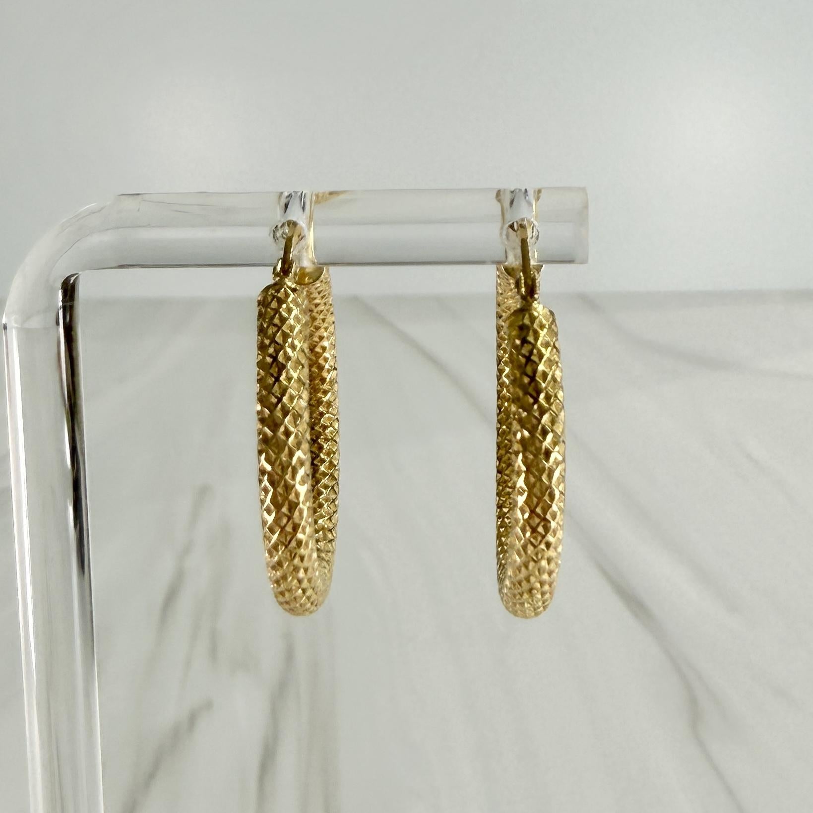 Small Textured Hoop Earrings 14k Yellow Gold