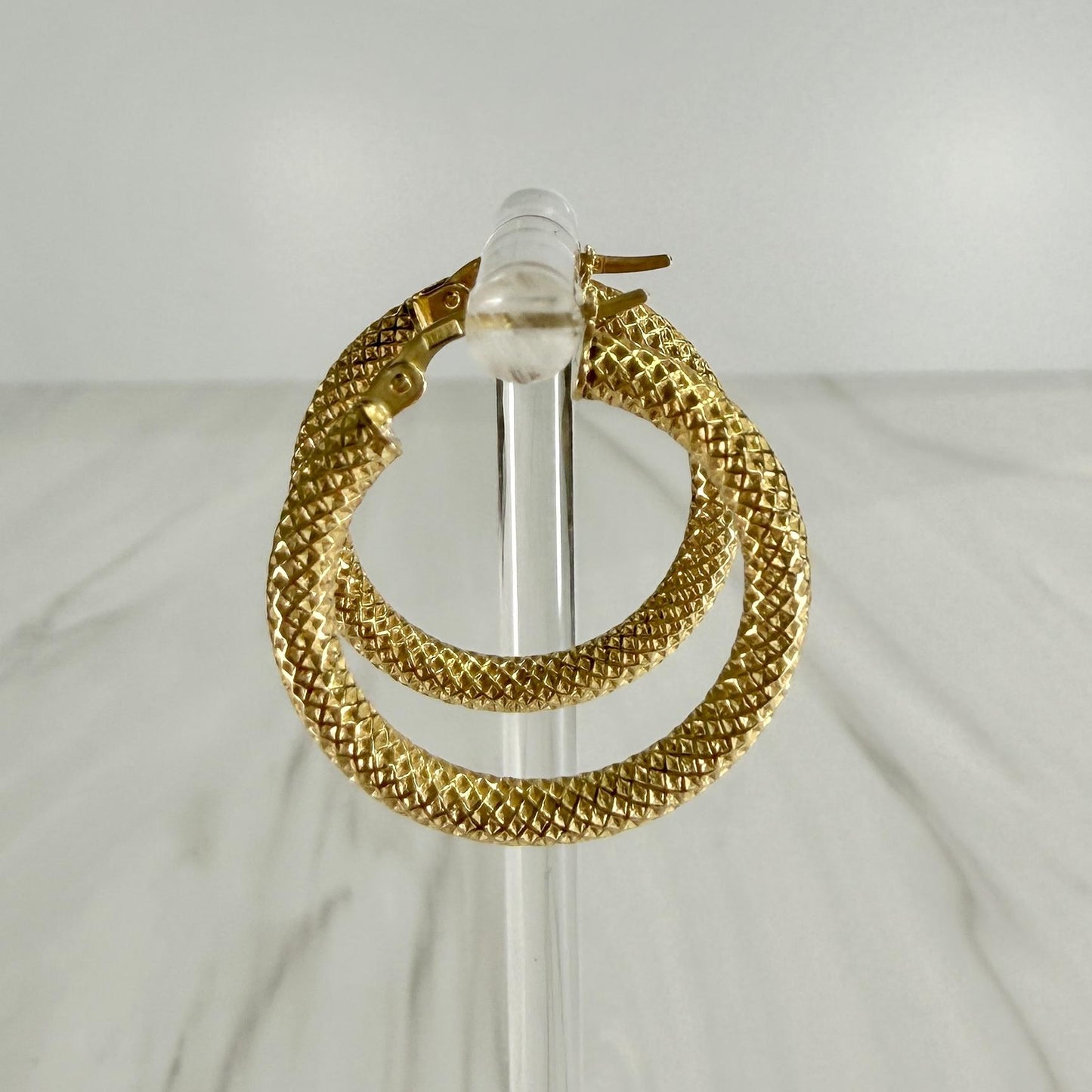 Small Textured Hoop Earrings 14k Yellow Gold