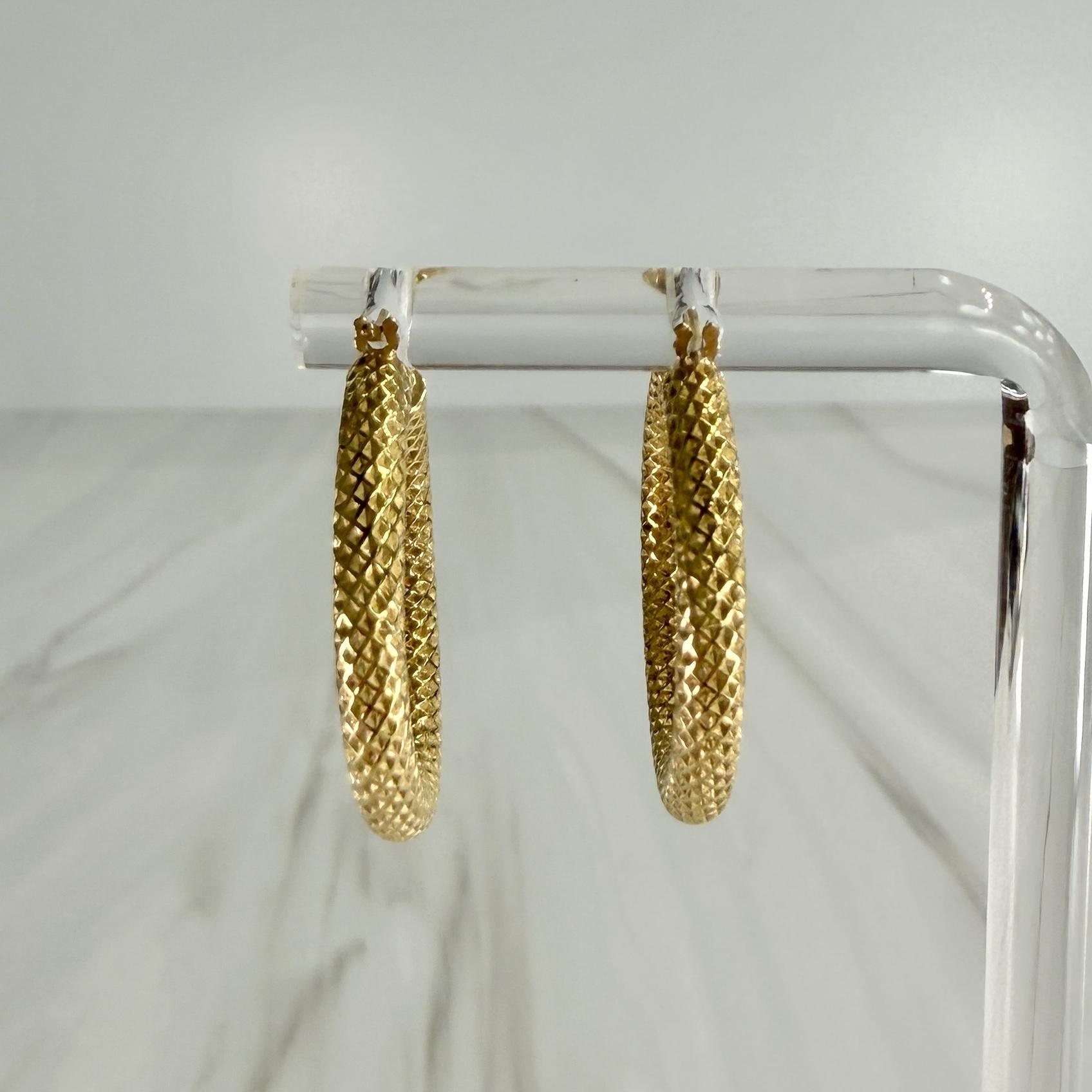 Small Textured Hoop Earrings 14k Yellow Gold