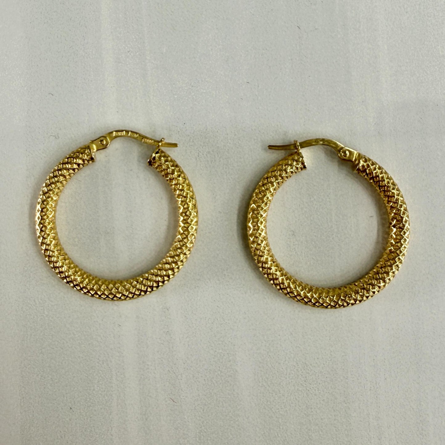 Small Textured Hoop Earrings 14k Yellow Gold