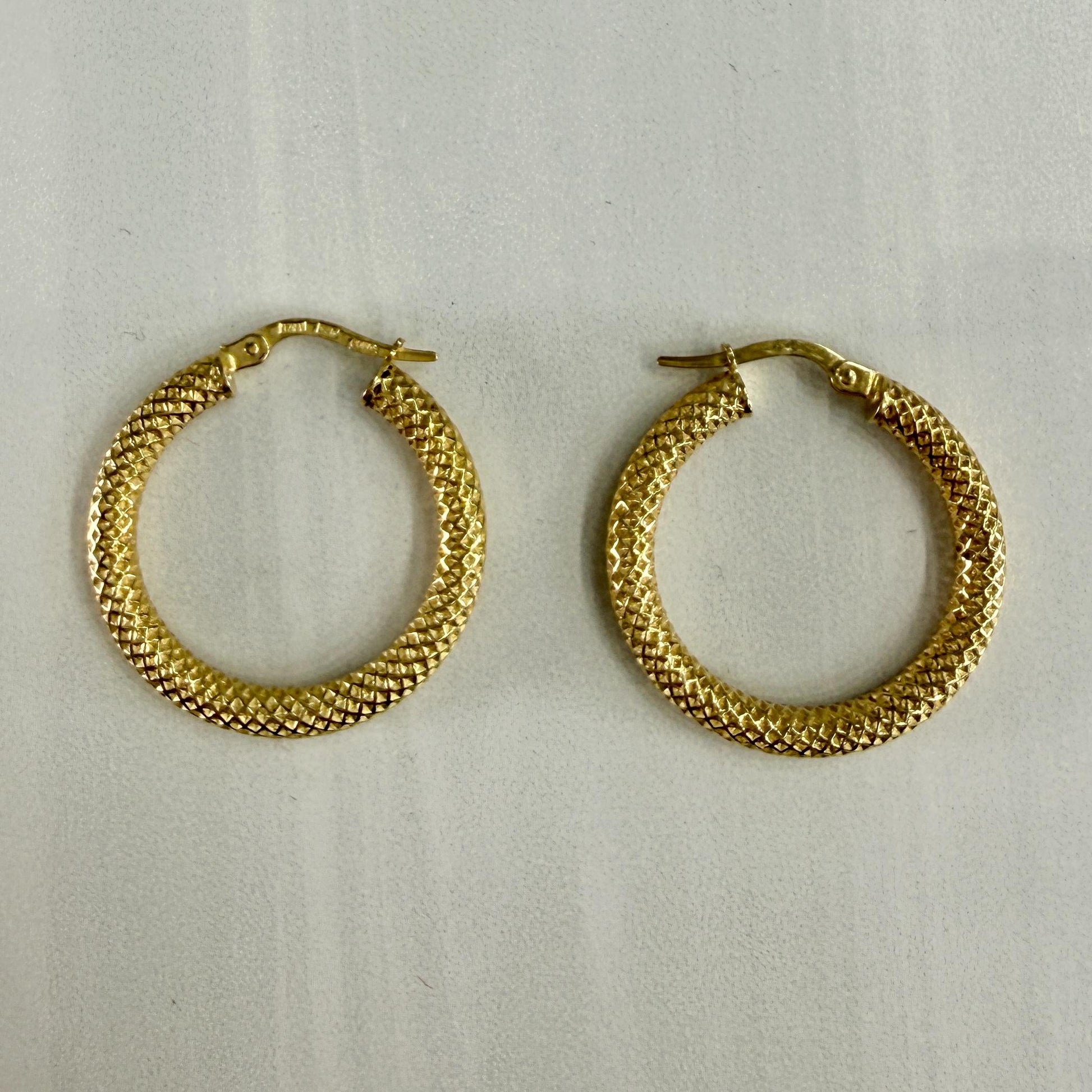Small Textured Hoop Earrings 14k Yellow Gold
