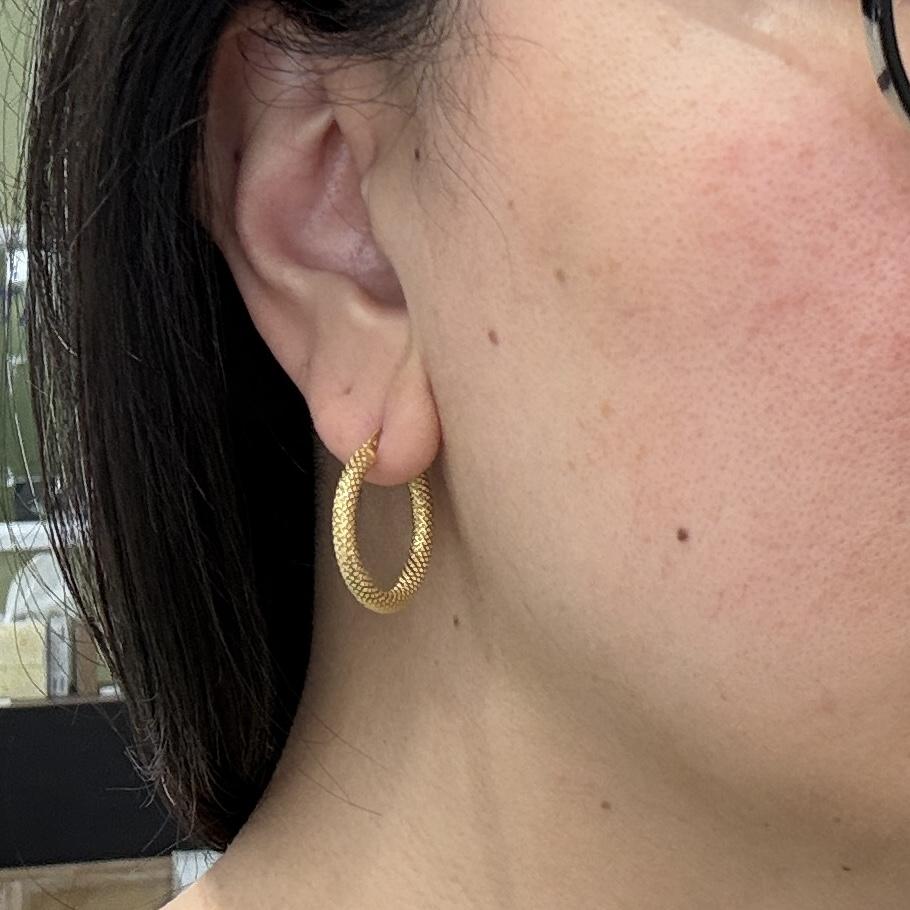 Small Textured Hoop Earrings 14k Yellow Gold