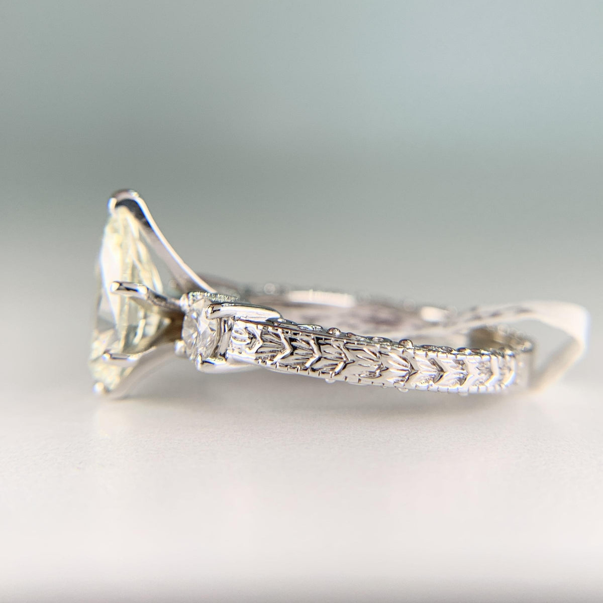 GIA 2.2 Carat Pear Diamond Solitaire Engagement Ring 18k White Gold