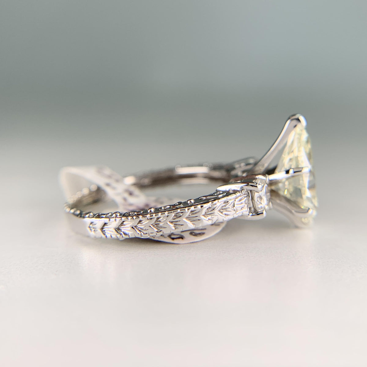 GIA 2.2 Carat Pear Diamond Solitaire Engagement Ring 18k White Gold