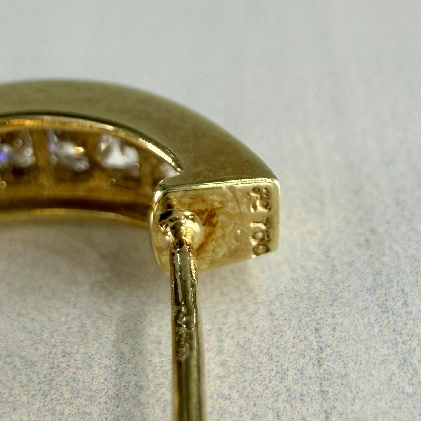 Diamond Half Hoop Earrings Omega Backs 18k yellow Gold