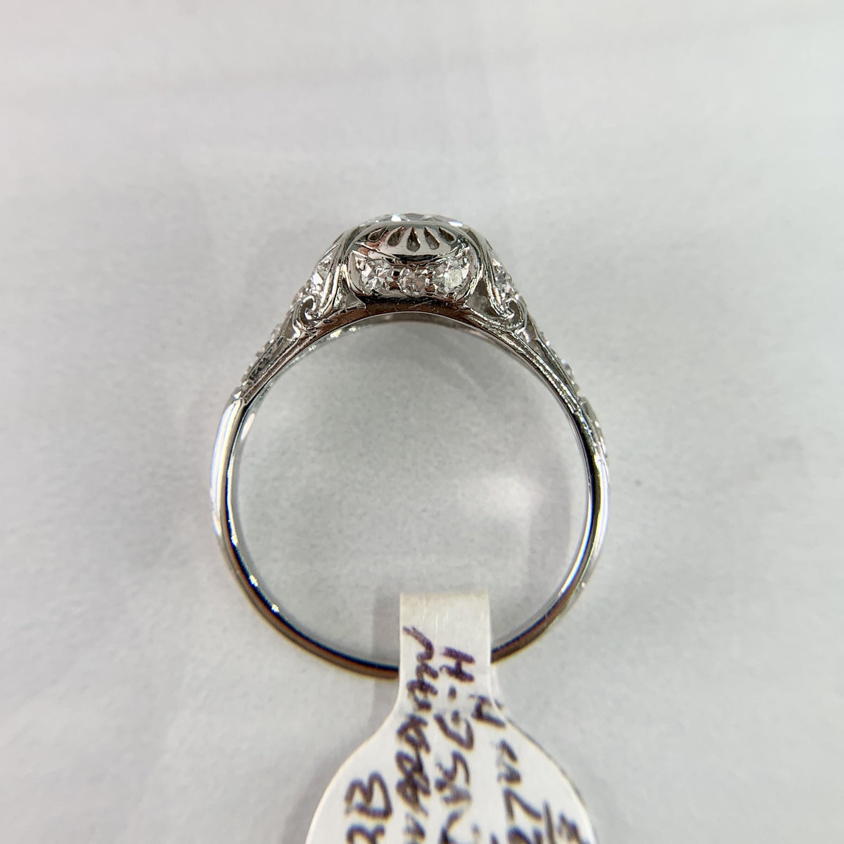 Antique 1910 Edwardian Old European Diamond Engagement Ring Platinum