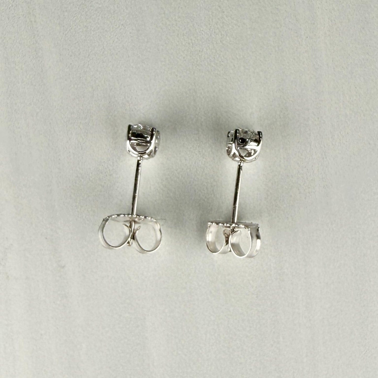 Half Carat Diamond Basket Studs Earrings 14k White Gold