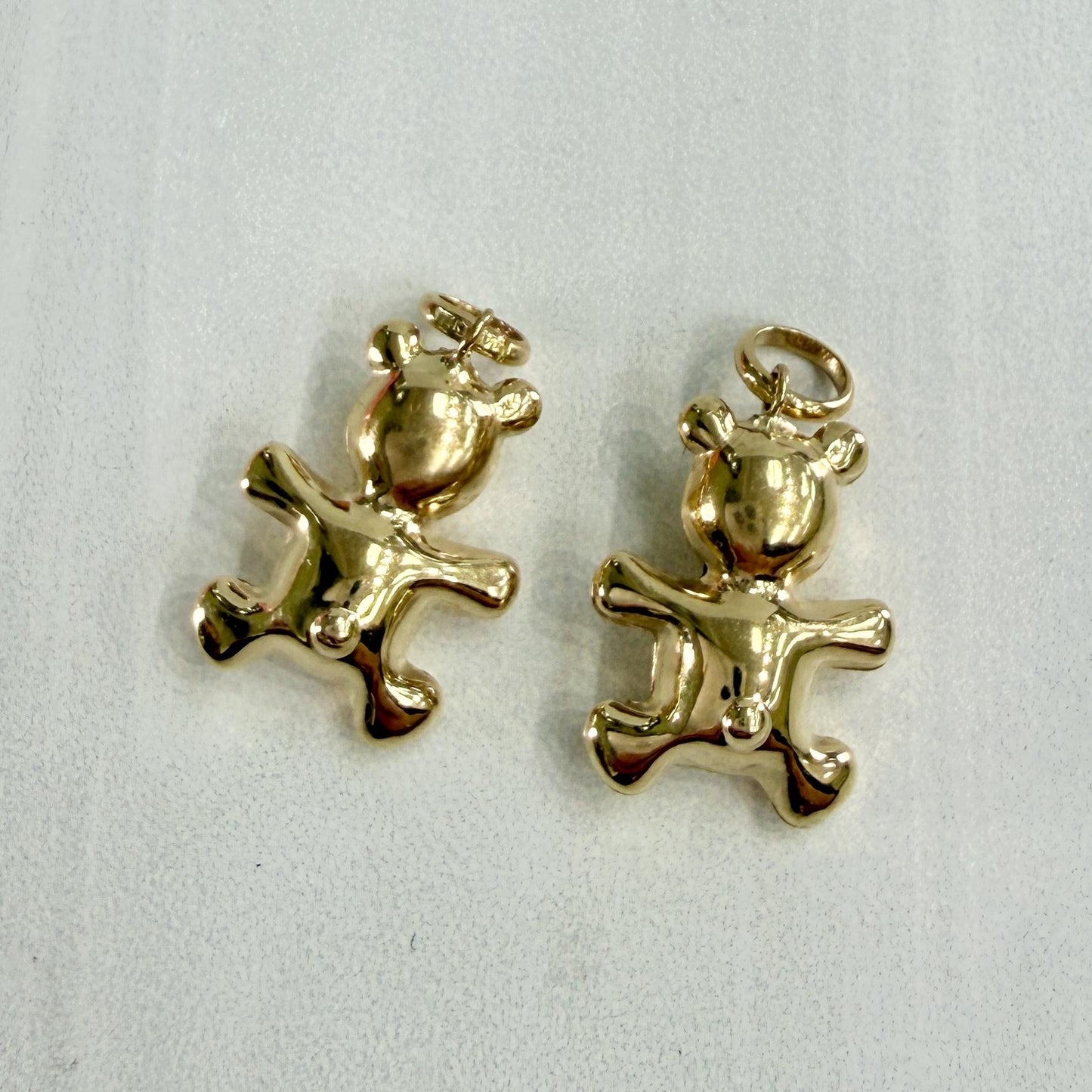 Teddy Bear Hoop Earring Charms 14k Yellow Gold