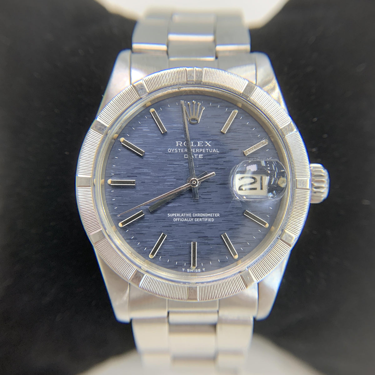 Vintage Rolex 1501 Oyster Perpetual Date 34mm Rare Mosaic Blue Dial Collectable