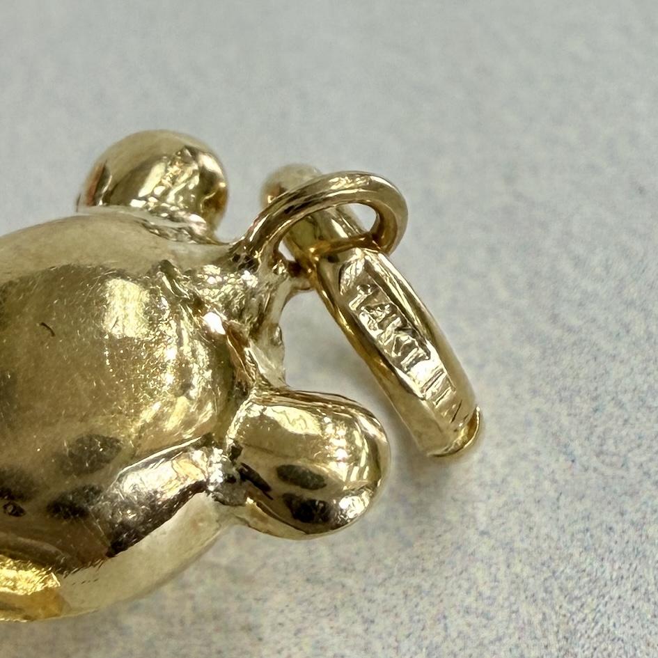 Teddy Bear Hoop Earring Charms 14k Yellow Gold
