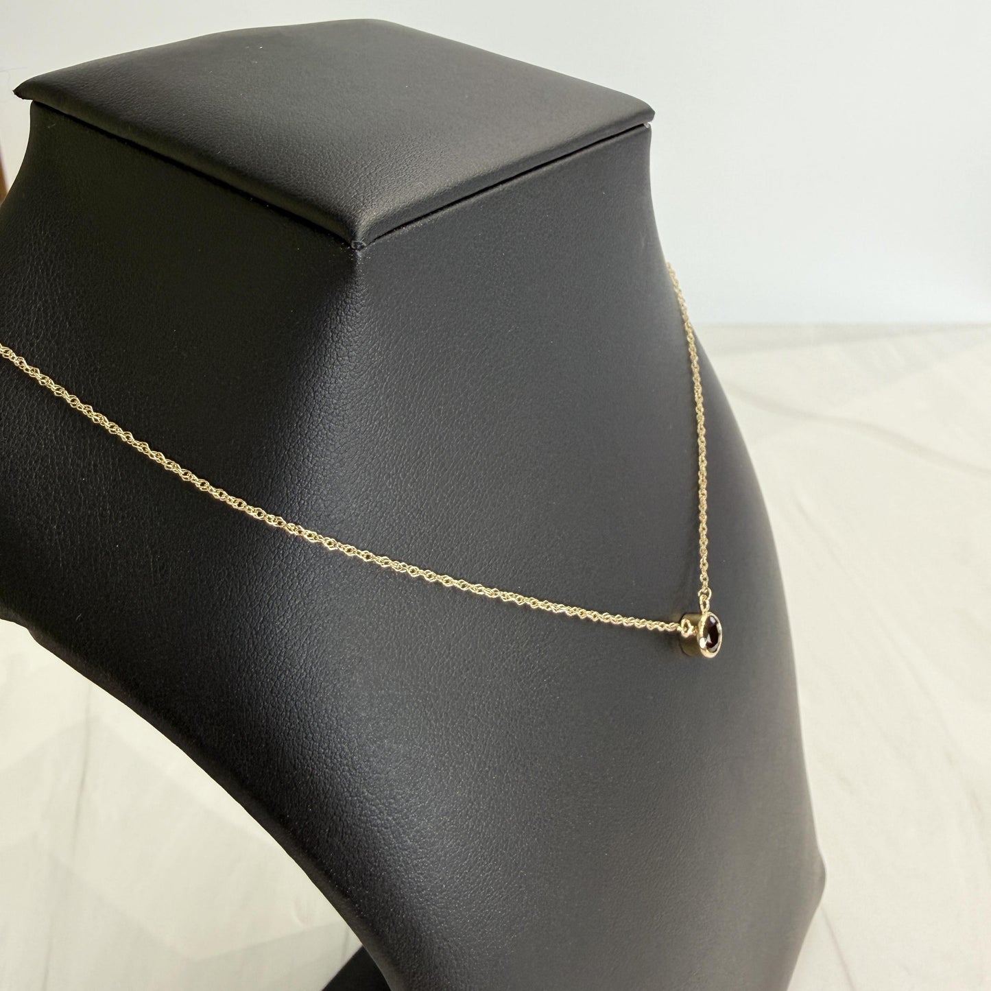 Garnet Bezel Set Necklace 14k Yellow Gold