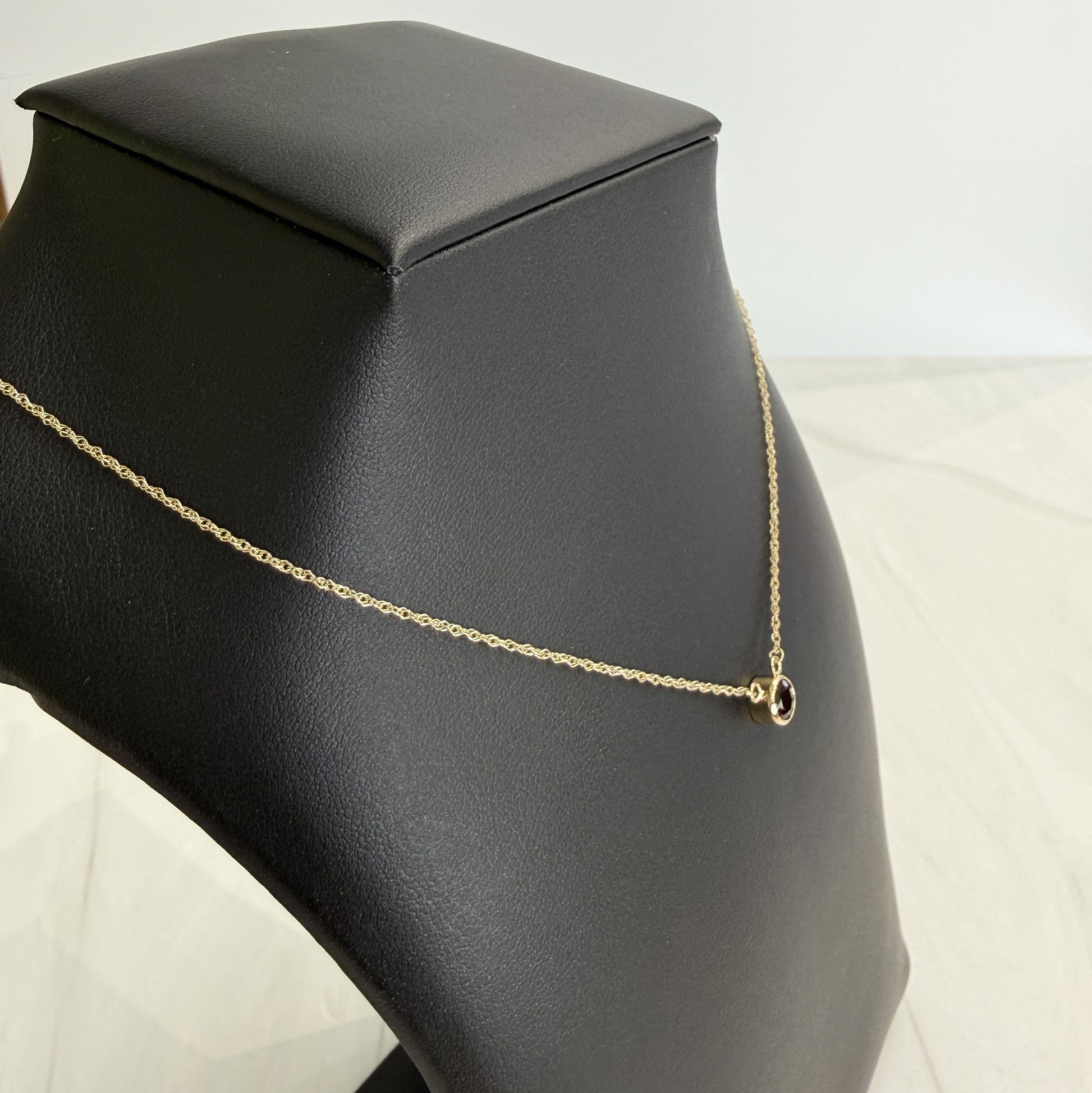 Garnet Bezel Set Necklace 14k Yellow Gold