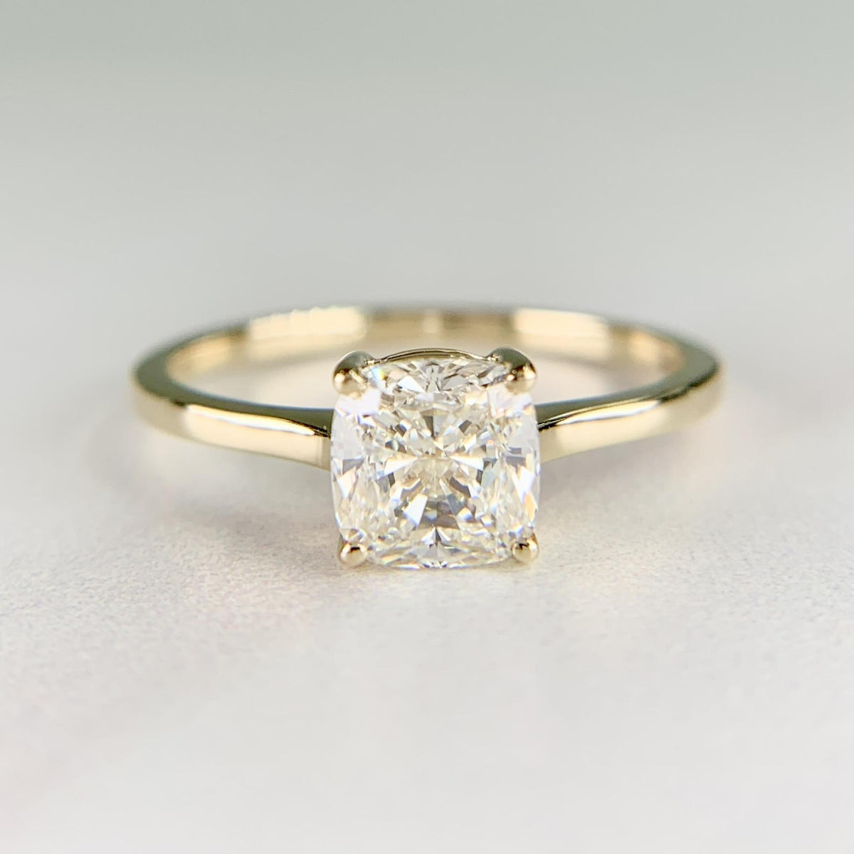 GIA 1.01 Carat Cushion Cut Engagement Ring 14k Yellow Gold