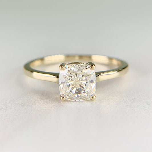 GIA 1.01 Carat Cushion Cut Engagement Ring 14k Yellow Gold