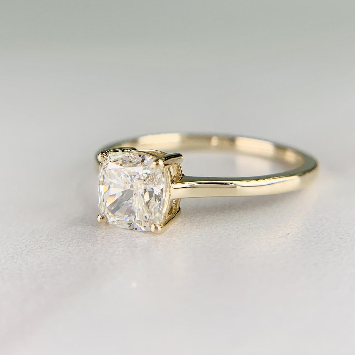 GIA 1.01 Carat Cushion Cut Engagement Ring 14k Yellow Gold