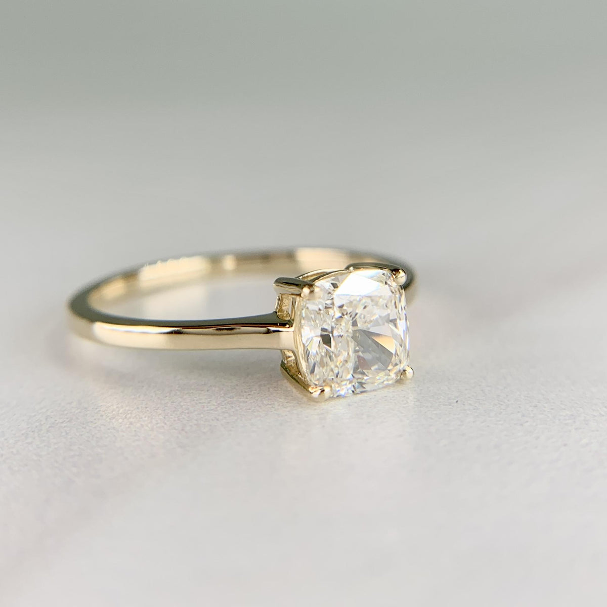 GIA 1.01 Carat Cushion Cut Engagement Ring 14k Yellow Gold