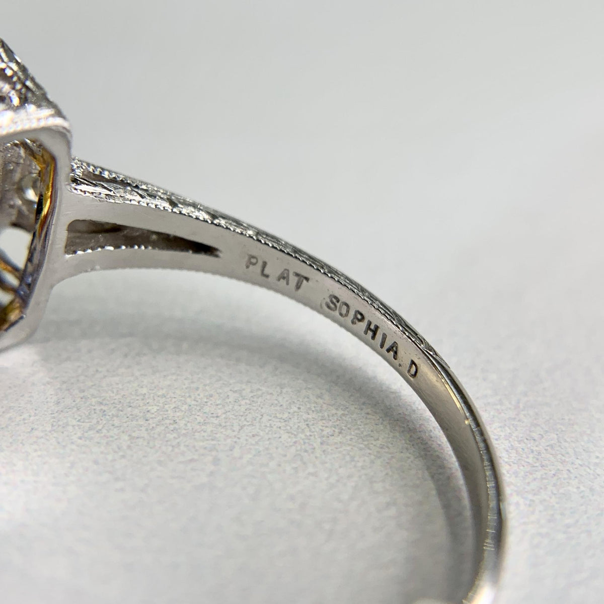 Sapphire and Diamond Art Deco Inspired Ring Platinum