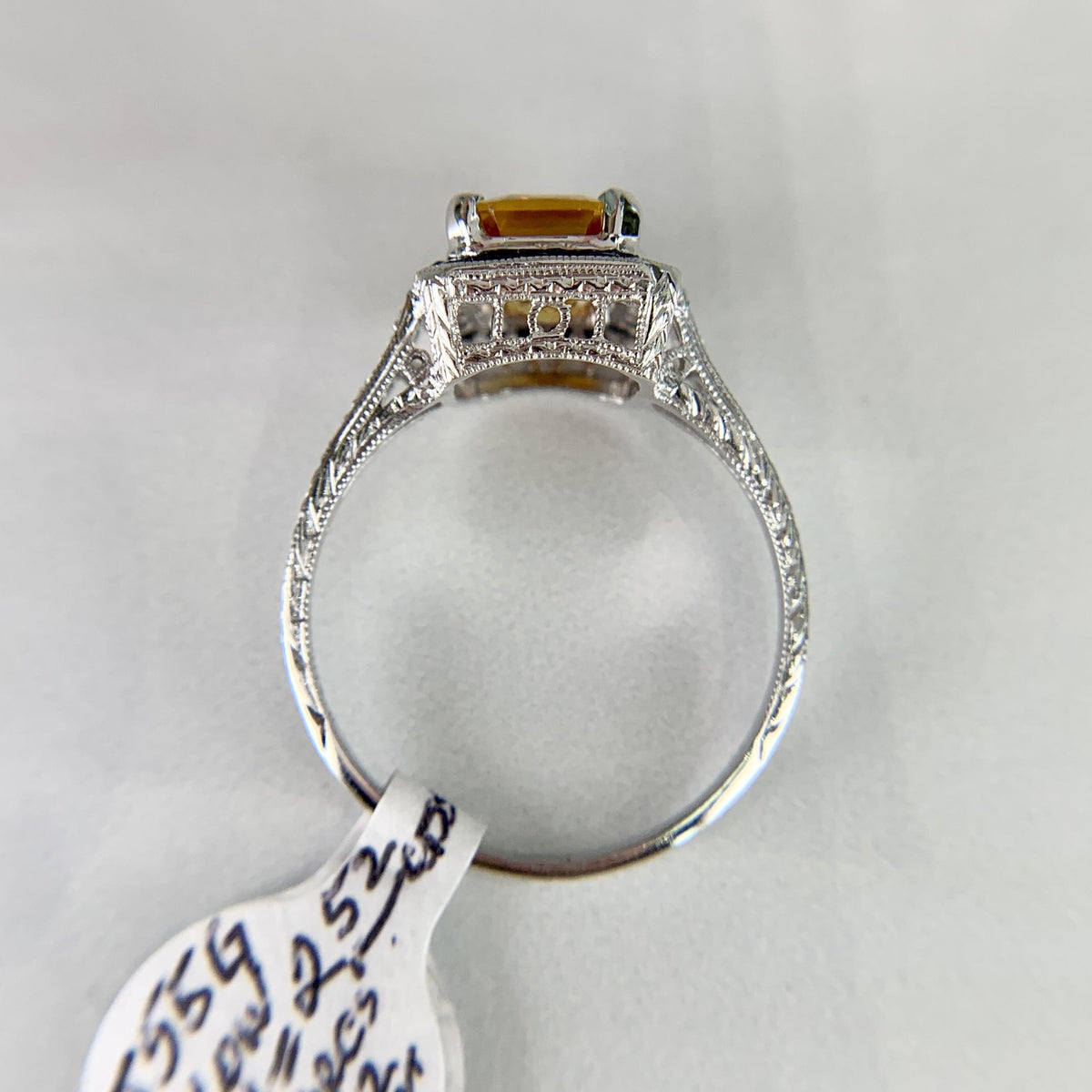 Sapphire and Diamond Art Deco Inspired Ring Platinum