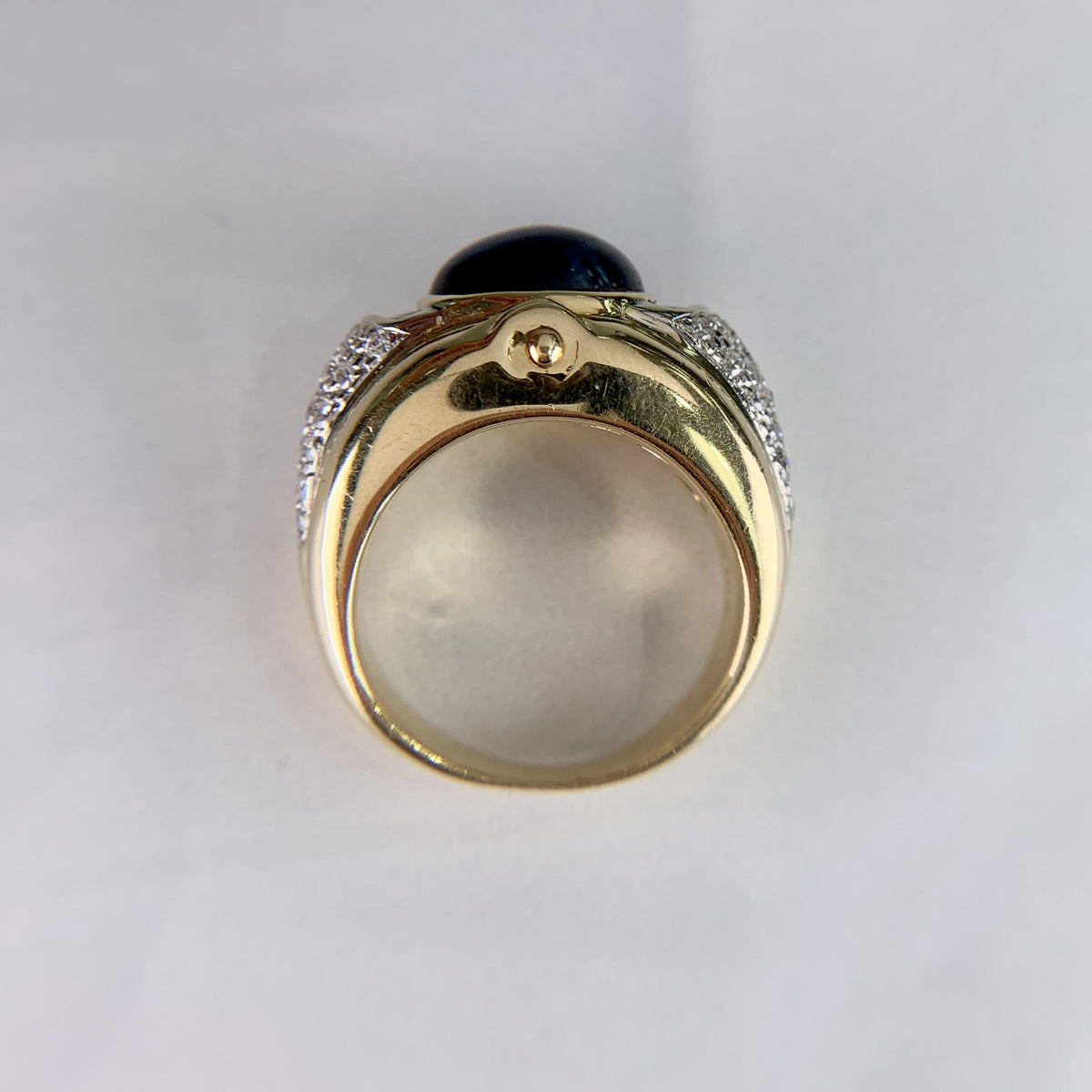 Unheated Star Sapphire Cabochon and Diamond Ring 18k