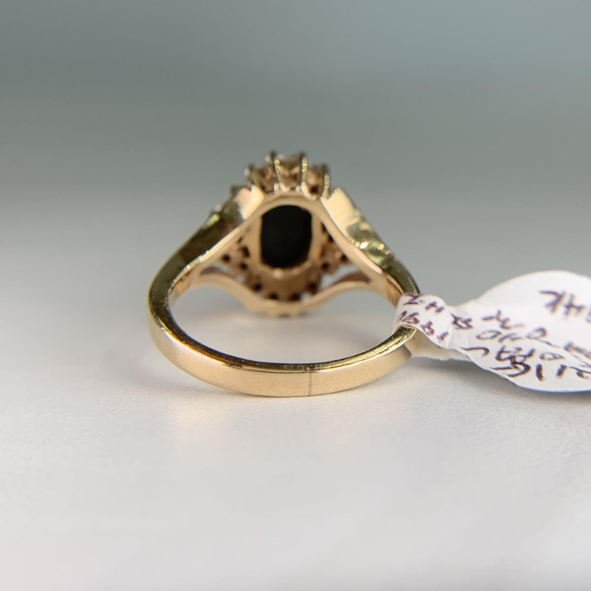 Vintage Black Opal Diamond Ring 14k Yellow Gold