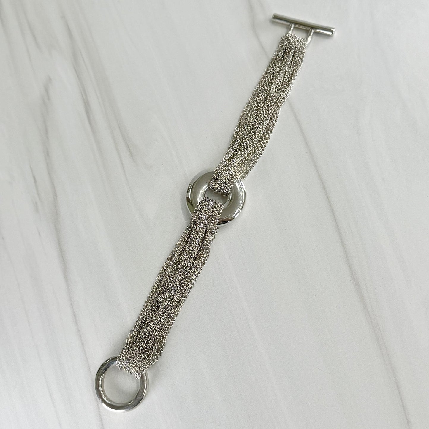 Tiffany & Co. Mesh Circle Donut Toggle Bracelet Sterling Silver