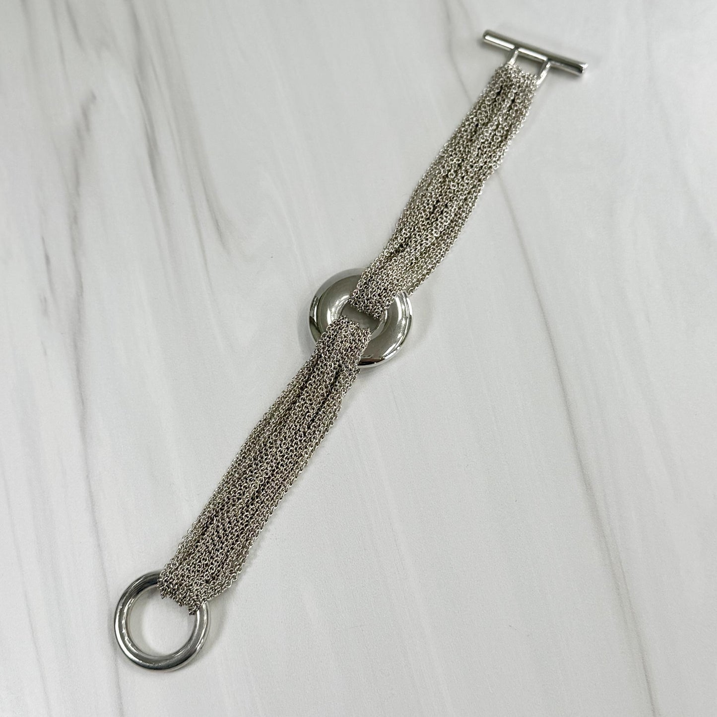 Tiffany & Co. Mesh Circle Donut Toggle Bracelet Sterling Silver