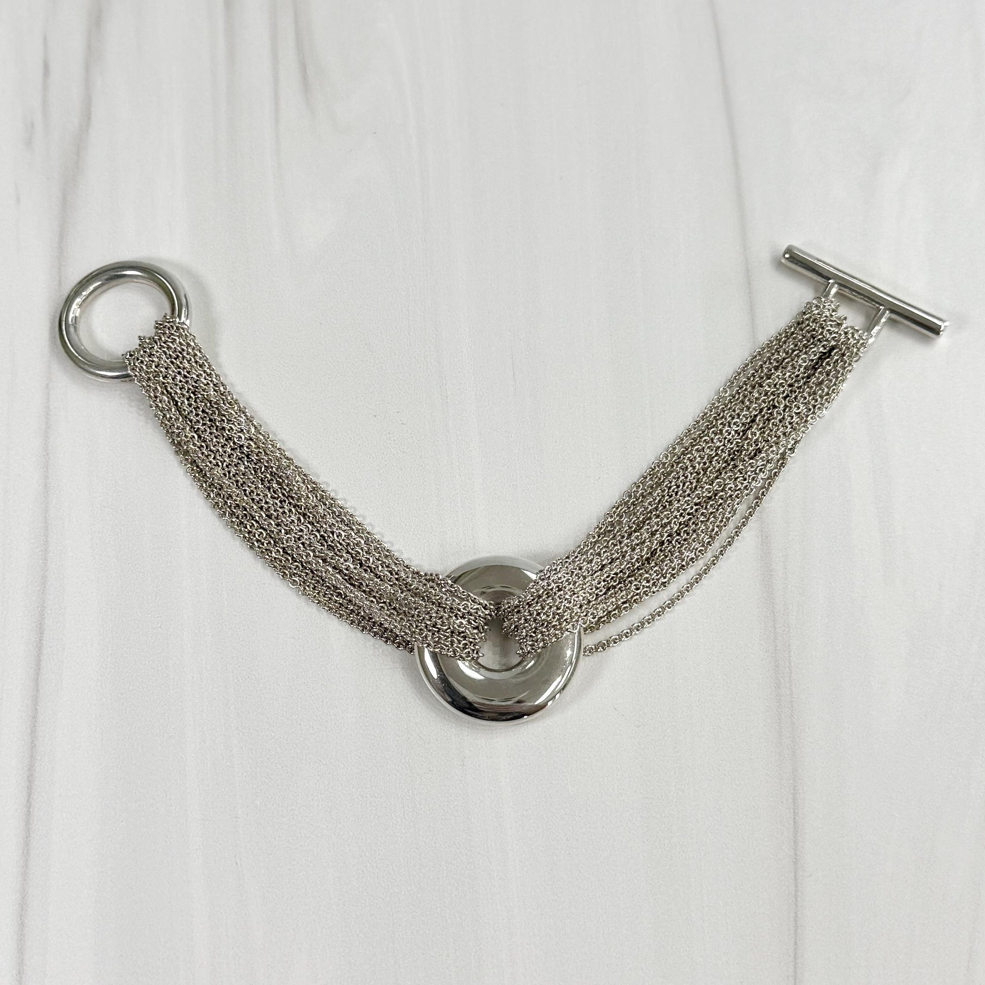 Tiffany & Co. Mesh Circle Donut Toggle Bracelet Sterling Silver