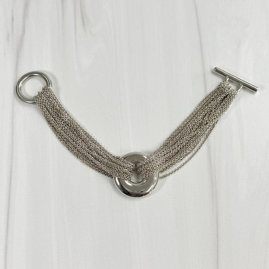 Tiffany & Co. Mesh Circle Donut Toggle Bracelet Sterling Silver