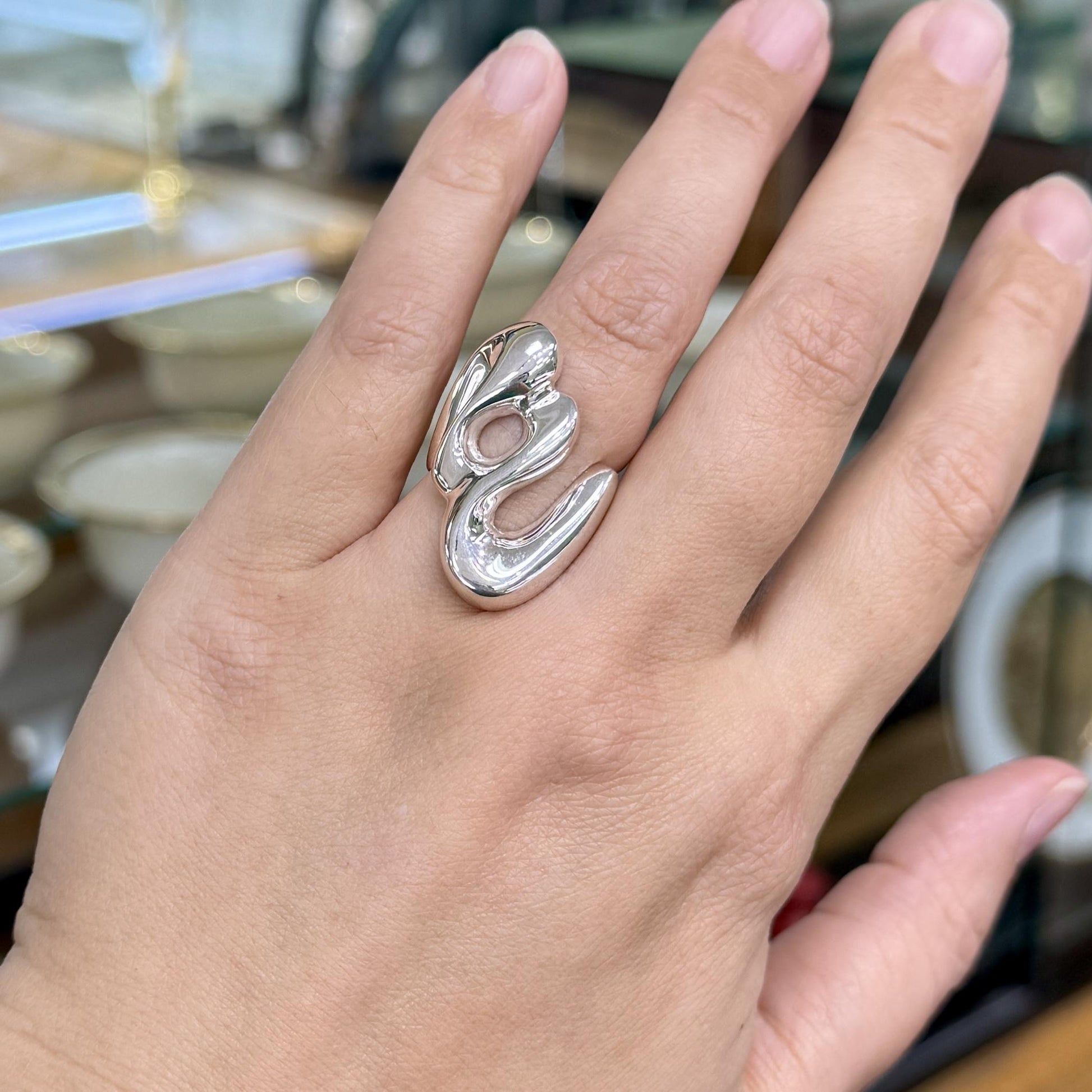 Sterling Silver Swirl Abstract Silver Ring