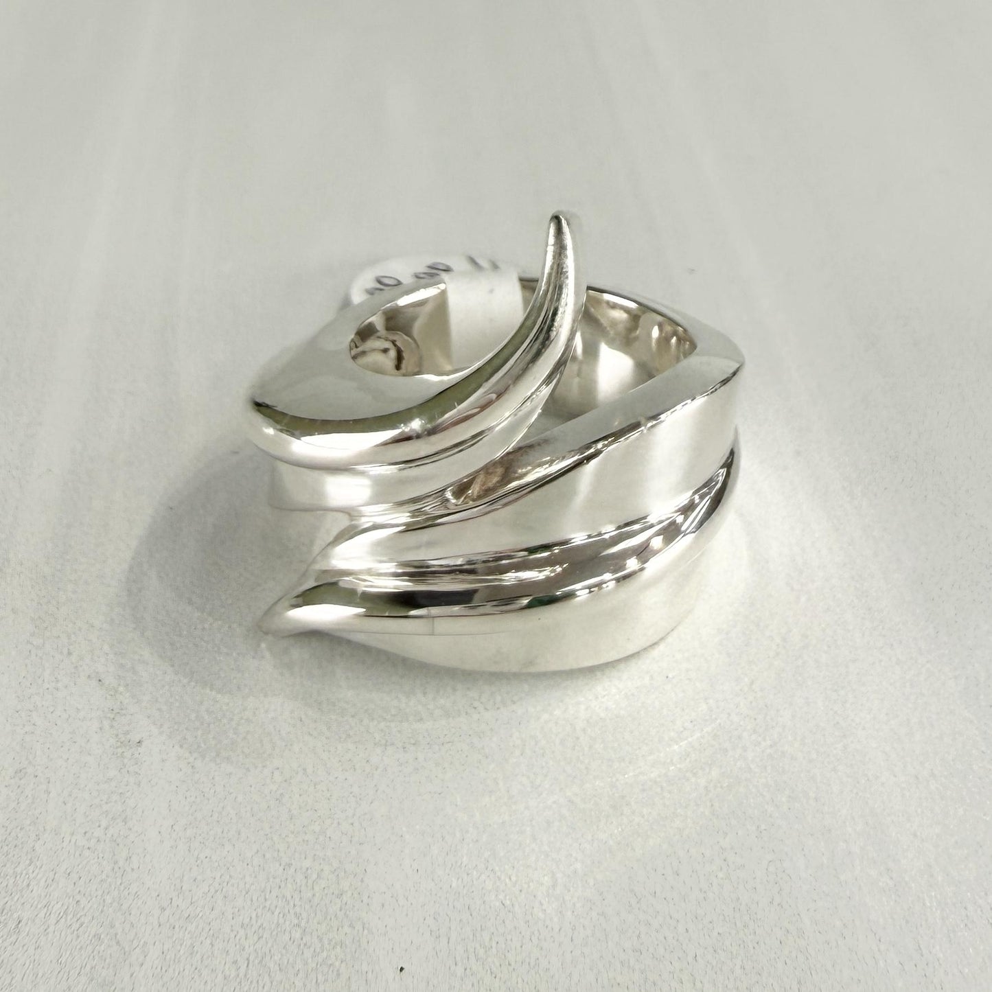 Sterling Silver Wide Swirl Bypass Ring