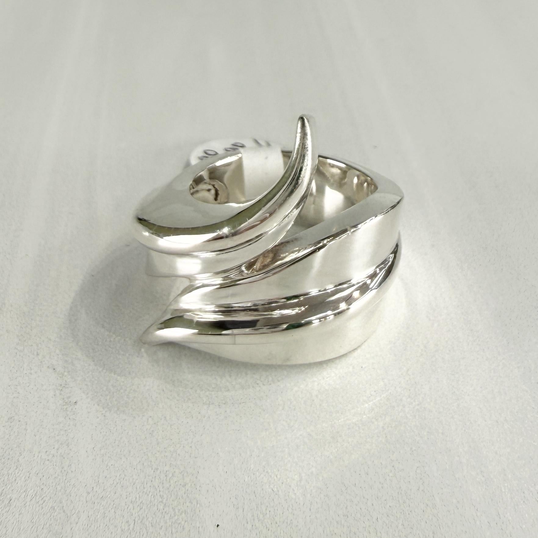 Sterling Silver Wide Swirl Bypass Ring