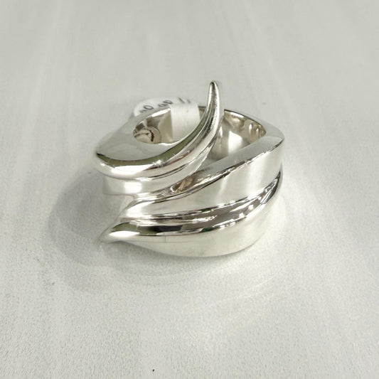 Sterling Silver Wide Swirl Bypass Ring