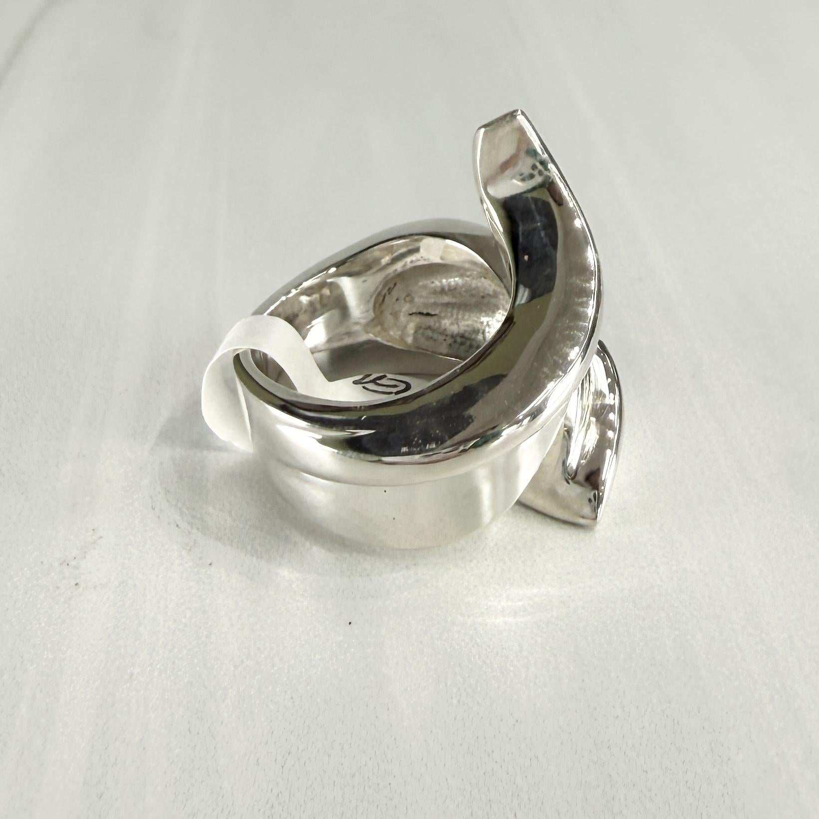 Sterling Silver Wide Swirl Bypass Ring