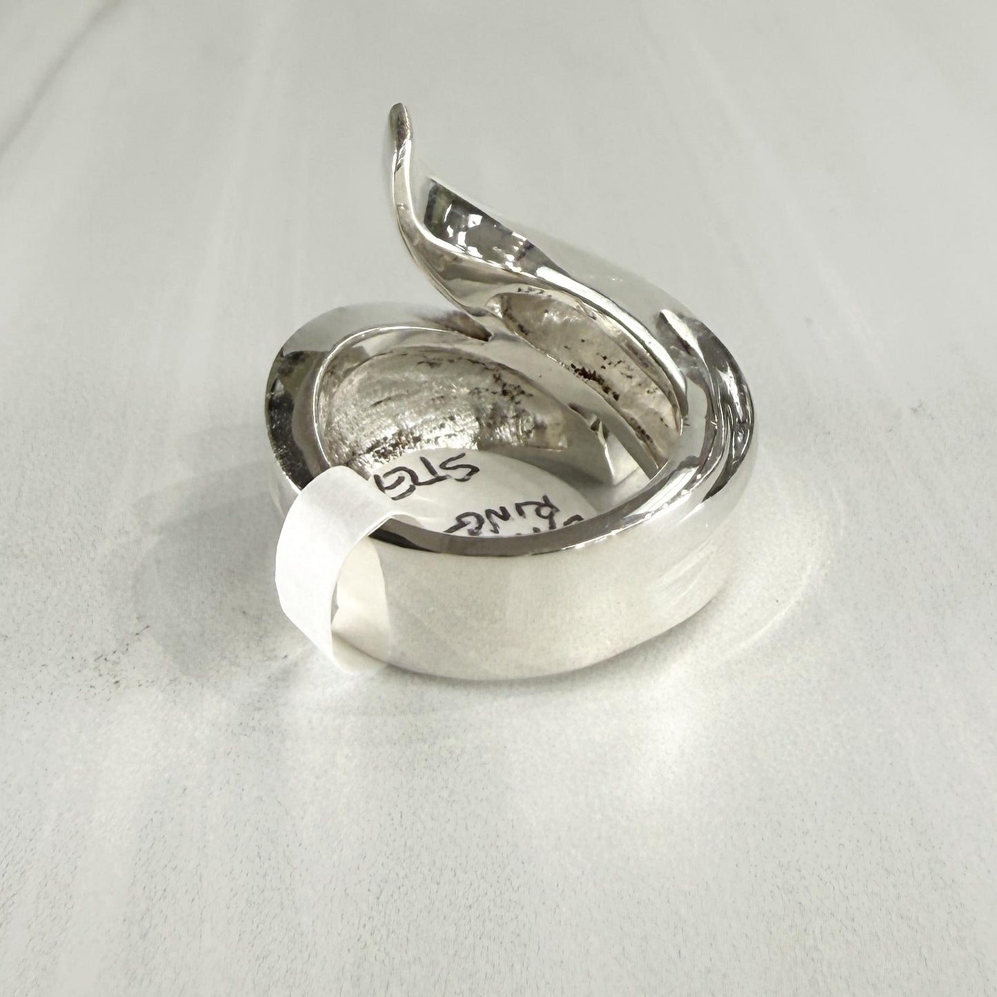 Sterling Silver Wide Swirl Bypass Ring