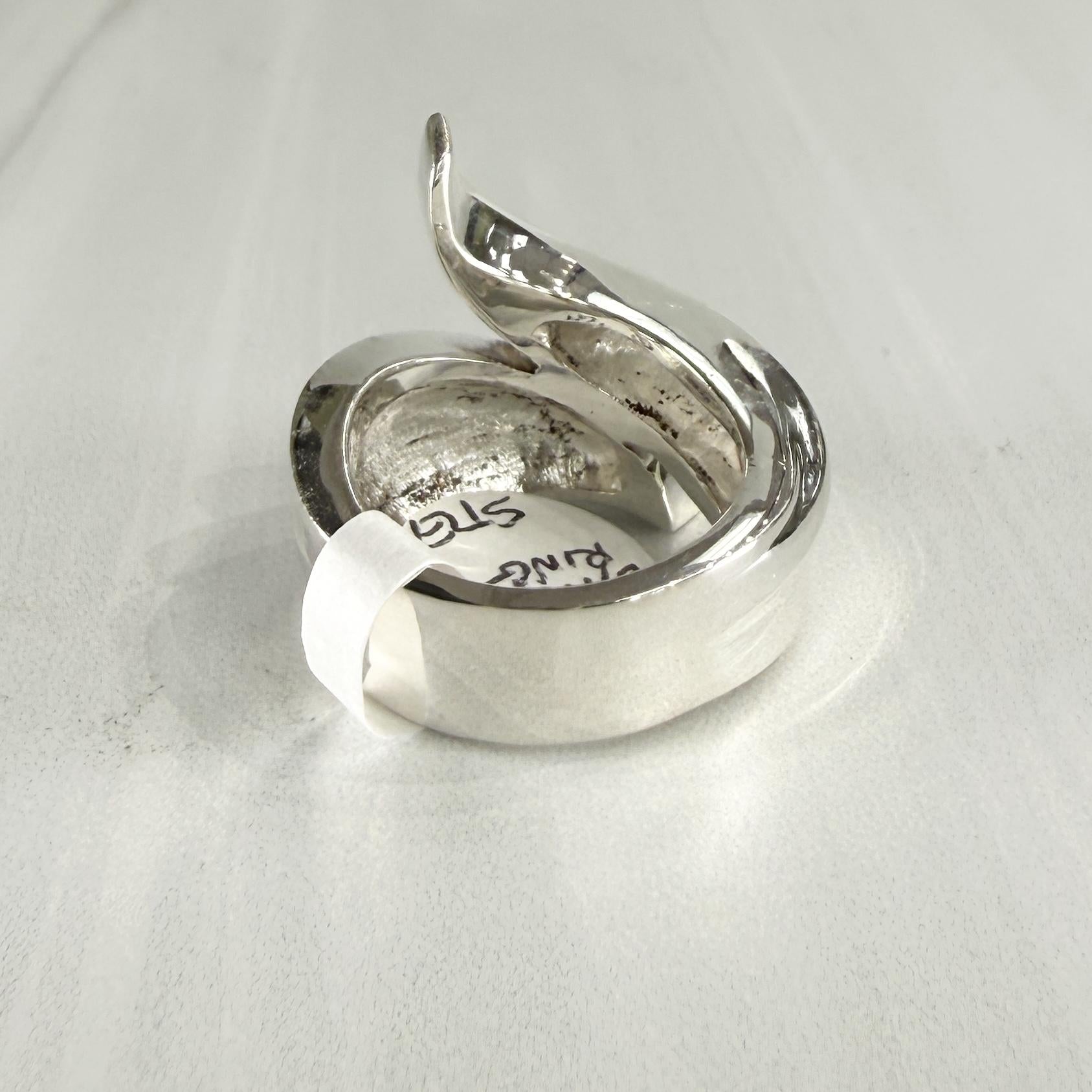 Sterling Silver Wide Swirl Bypass Ring