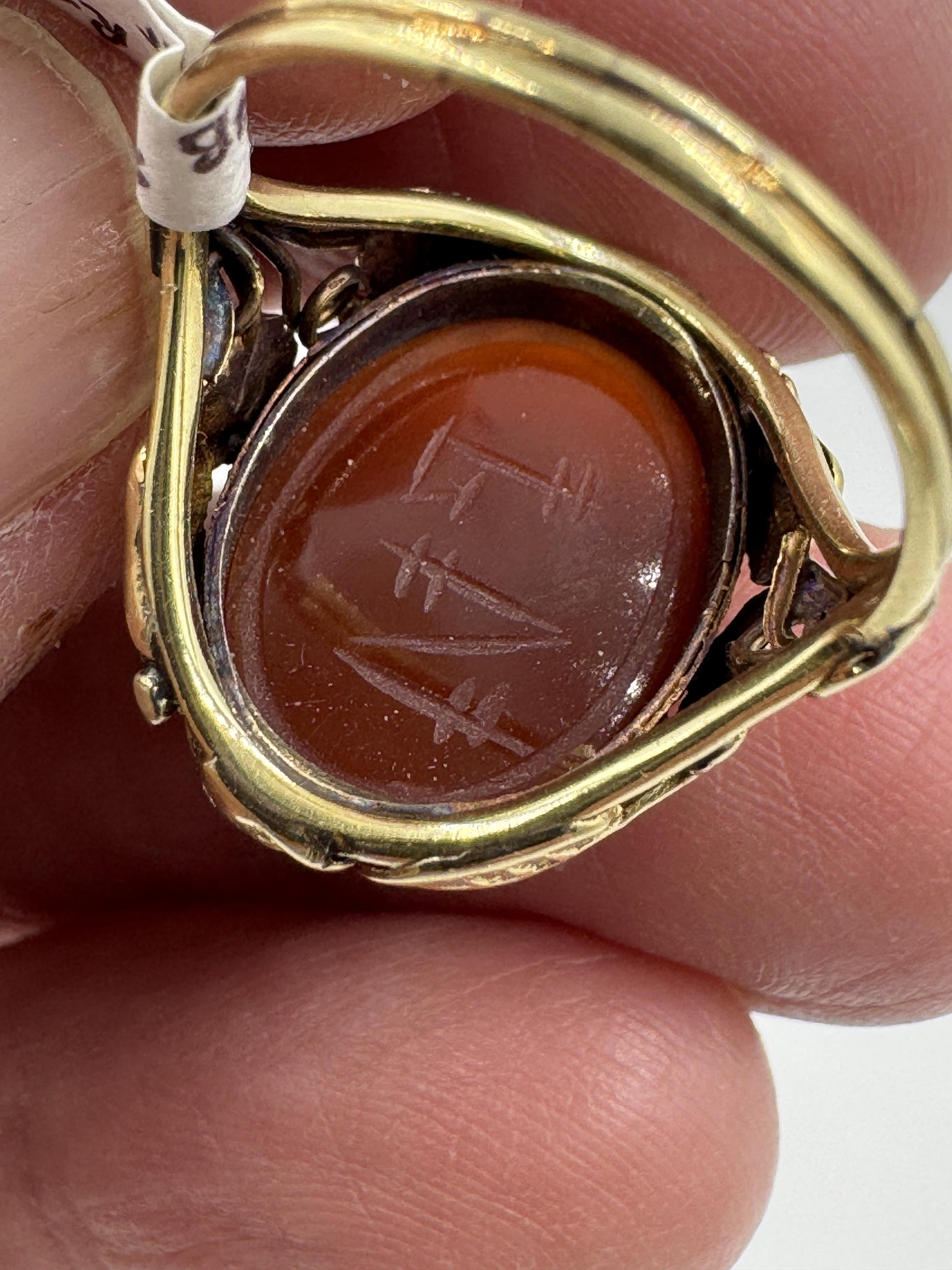 Arts & Crafts 1920's 14k Carnelian Scarab Ring