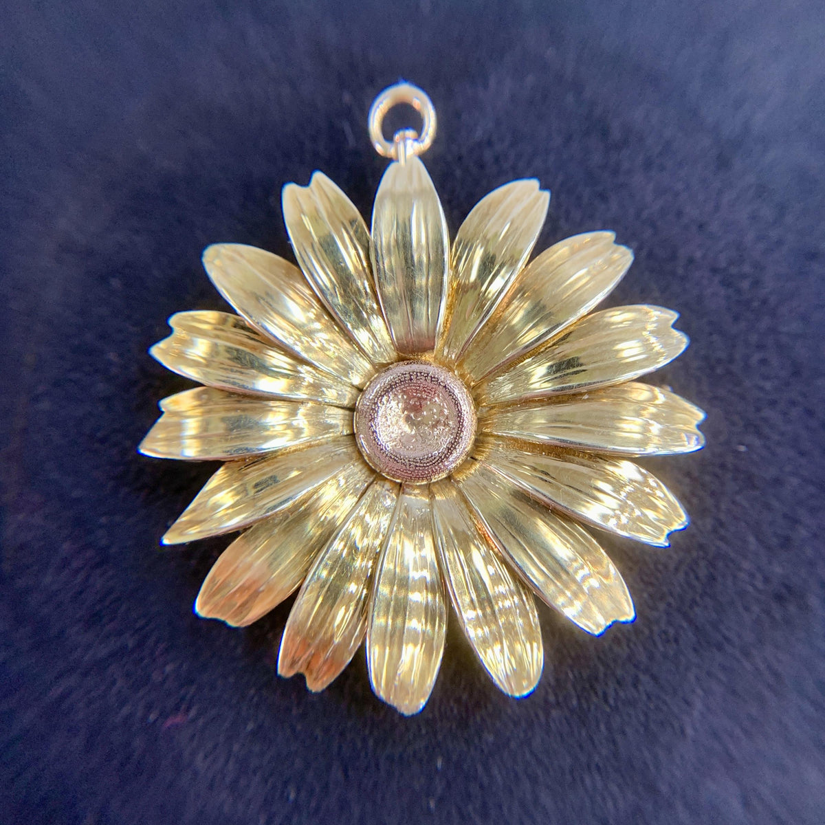 1950's Retro Daisy Brooch Pin and Pendant Combo 14k Yellow Gold