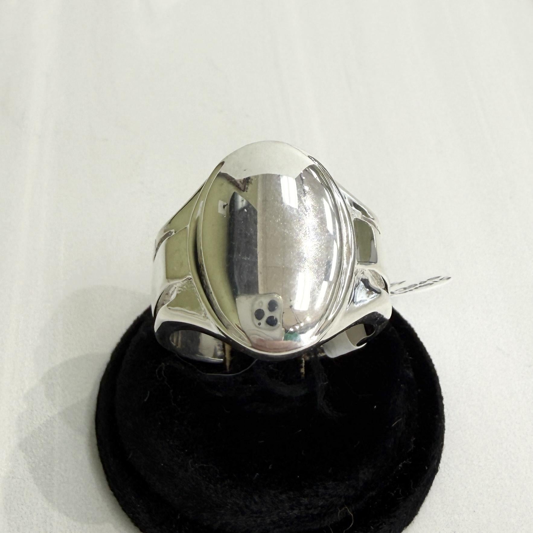 Sterling Silver Oval Signet Statement Ring