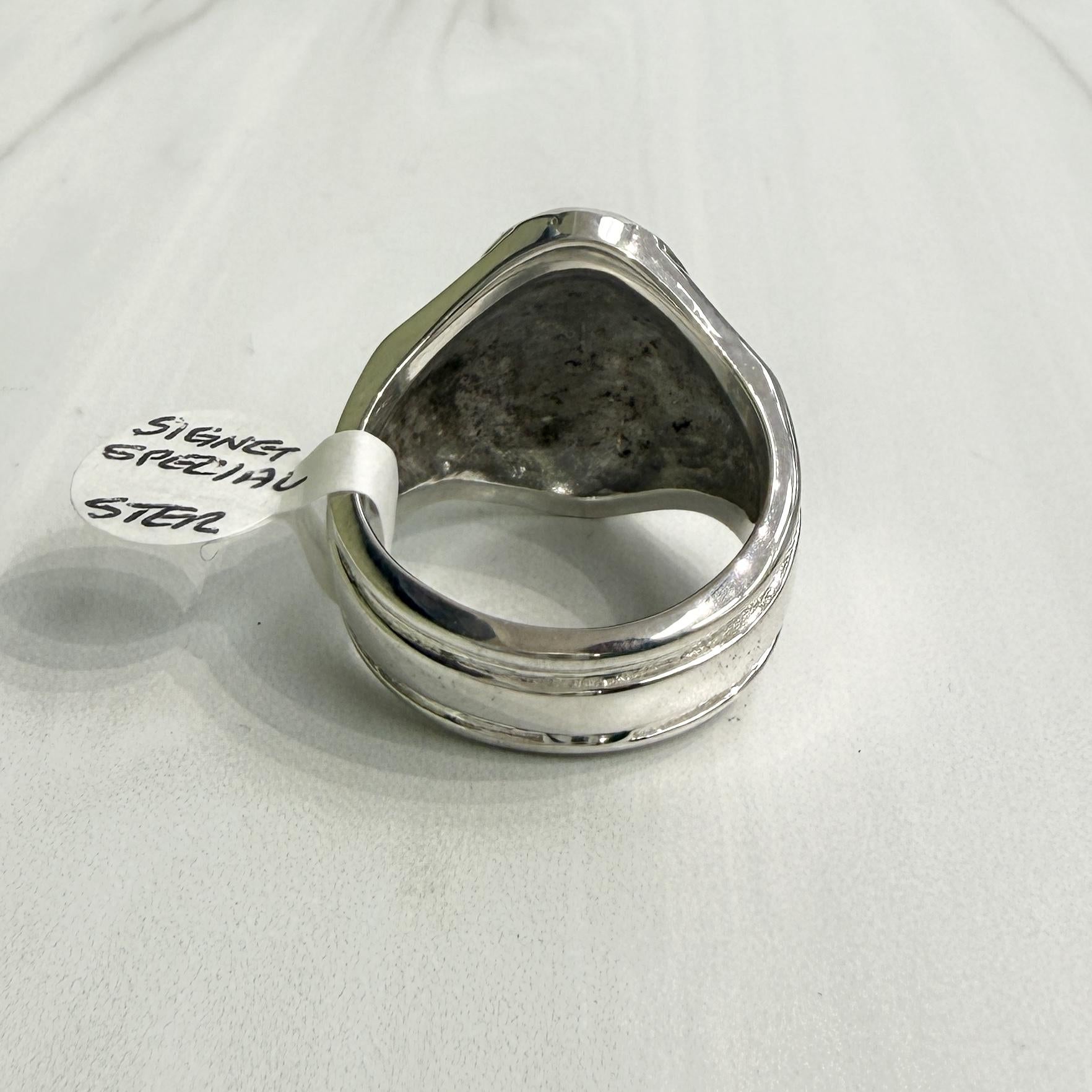 Sterling Silver Oval Signet Statement Ring
