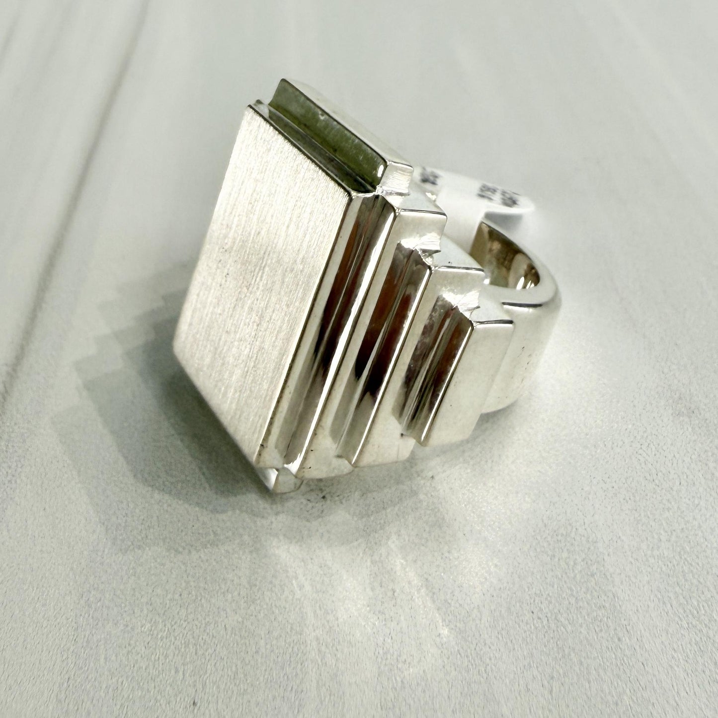 Sterling Silver Large Stepped Shoulder Signet Ring