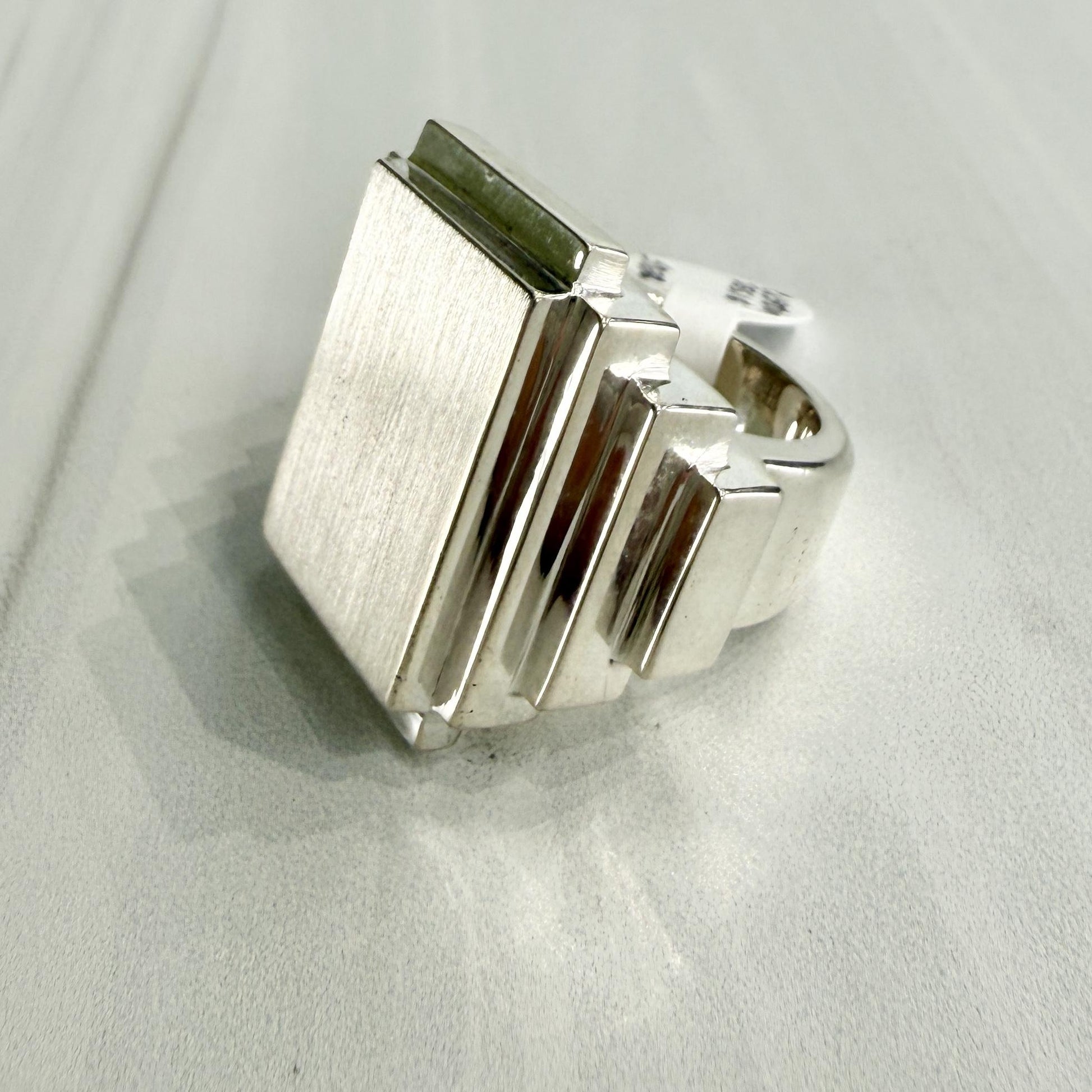 Sterling Silver Large Stepped Shoulder Signet Ring